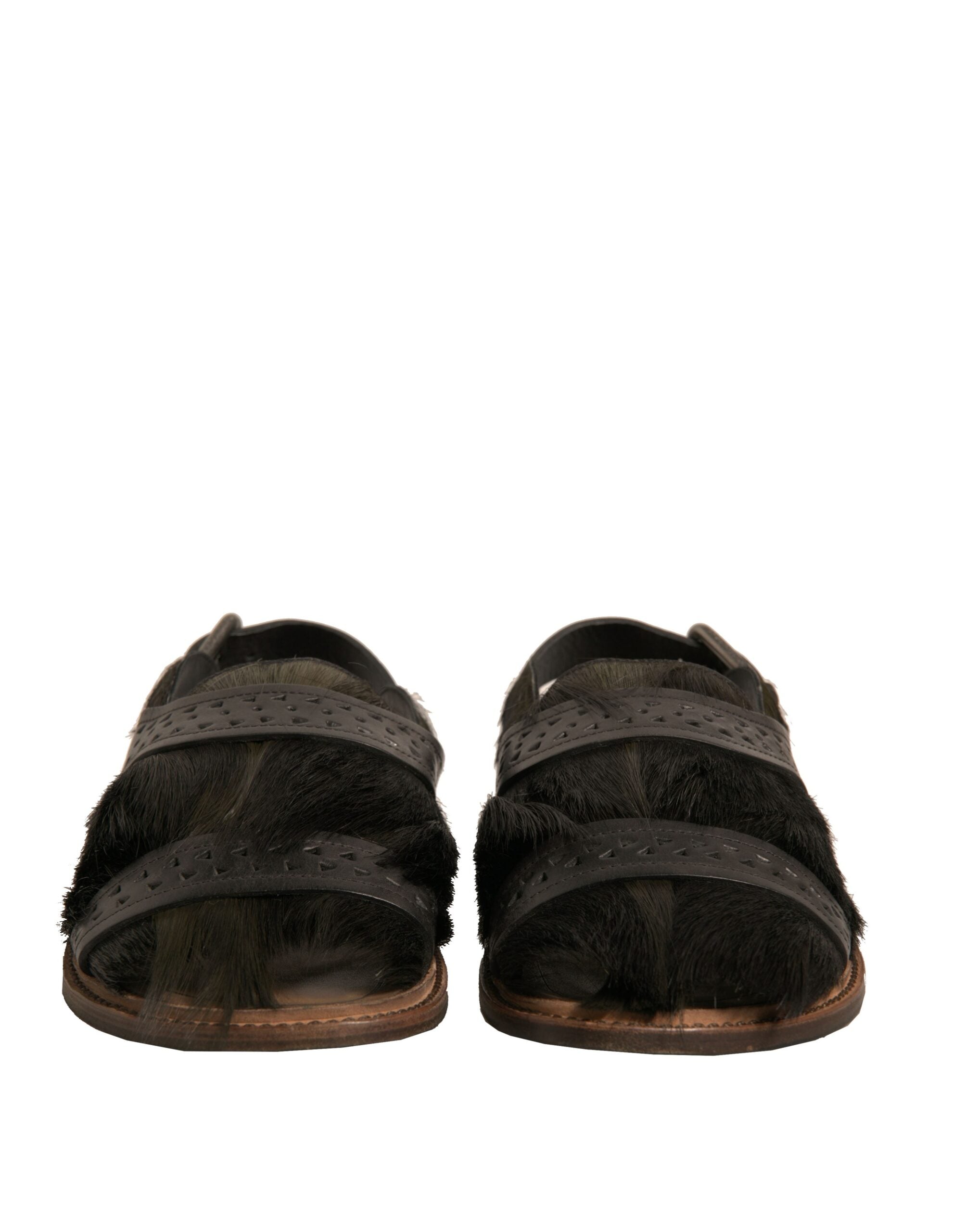 Sandales plates en cuir vert Gazelle de Dolce & Gabbana, chaussures élégantes et confortables pour femmes.