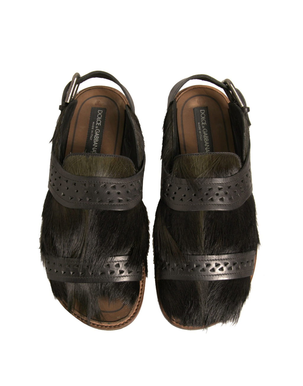 Sandales plates Dolce & Gabbana Gazelle en cuir vert avec détails en peau de chevreuil, chaussures élégantes pour femme