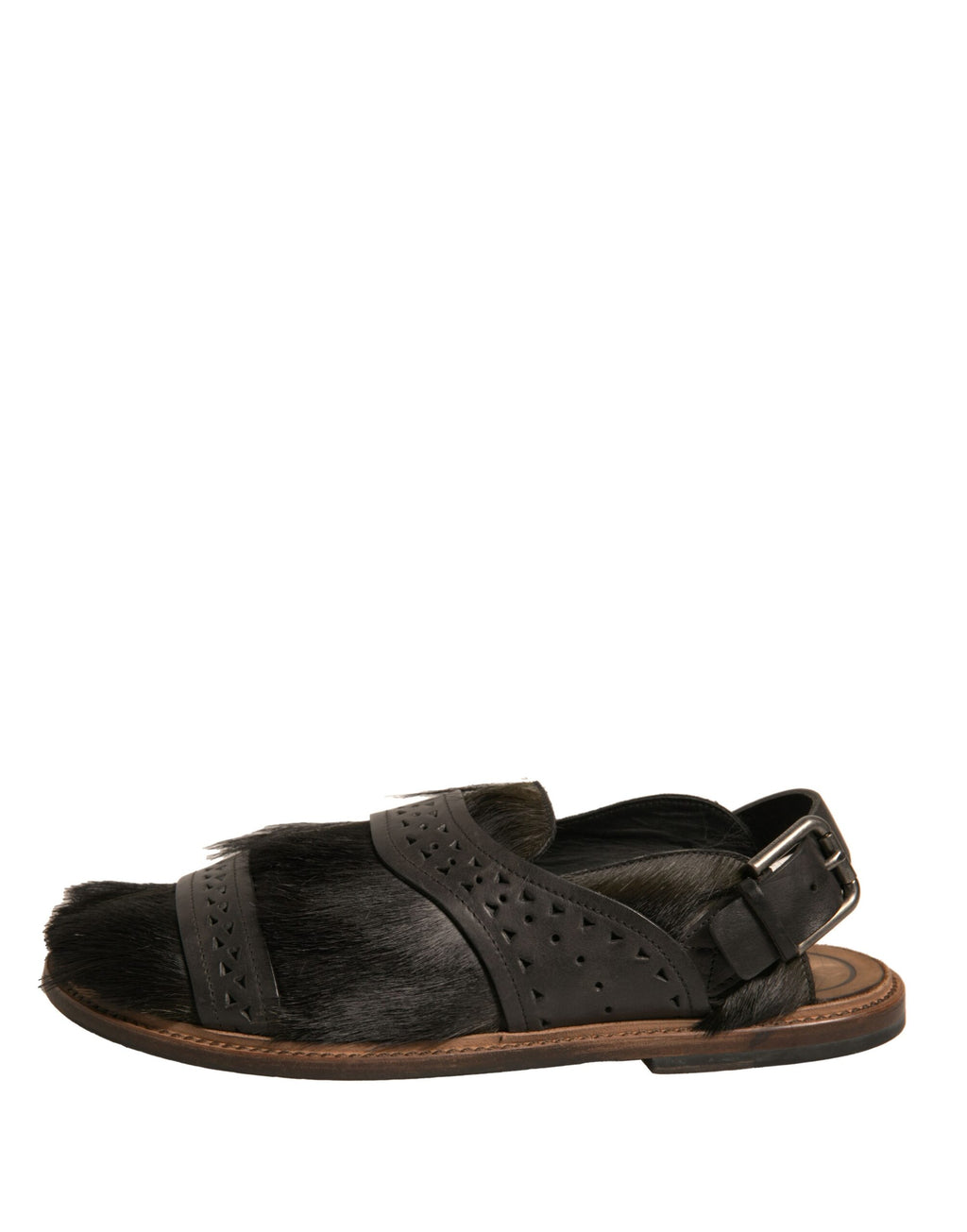 Sandales plates en cuir vert avec détails de gazelle, chaussures Dolce & Gabbana, style élégant et confortable.