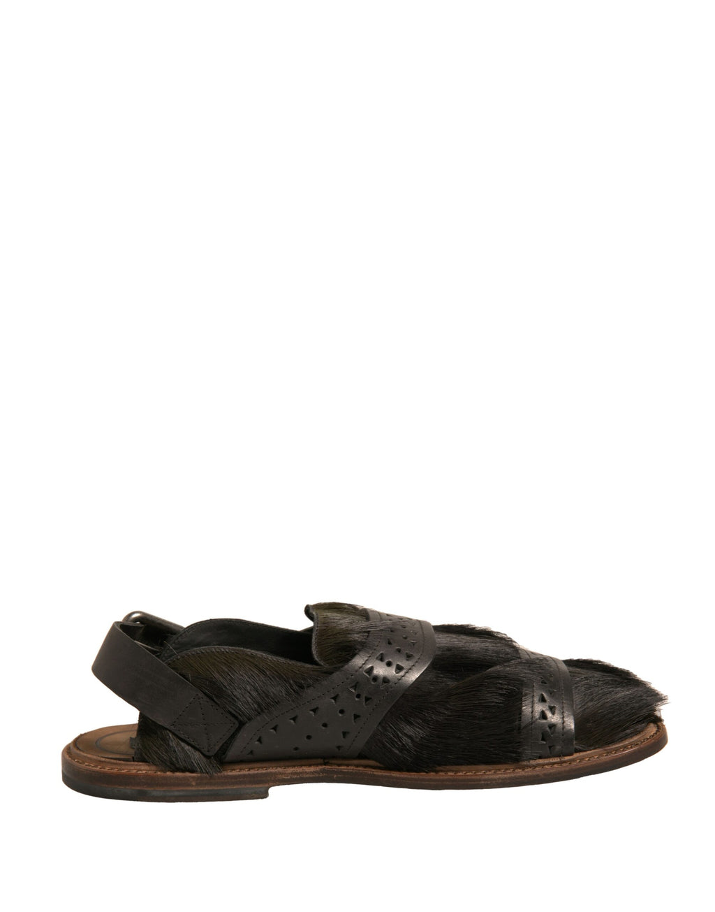 Sandales plates en cuir vert Dolce & Gabbana Gazelle Hair, chaussures élégantes et confortables pour femmes.