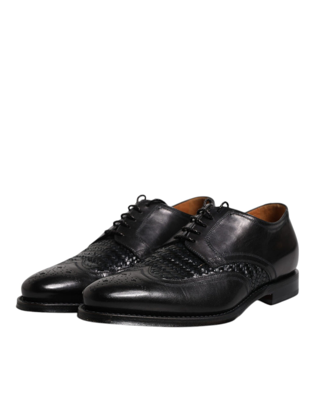 Chaussures de ville noires Dolce & Gabbana en cuir, derby wingtip avec lacets, chaussures formelles élégantes pour homme