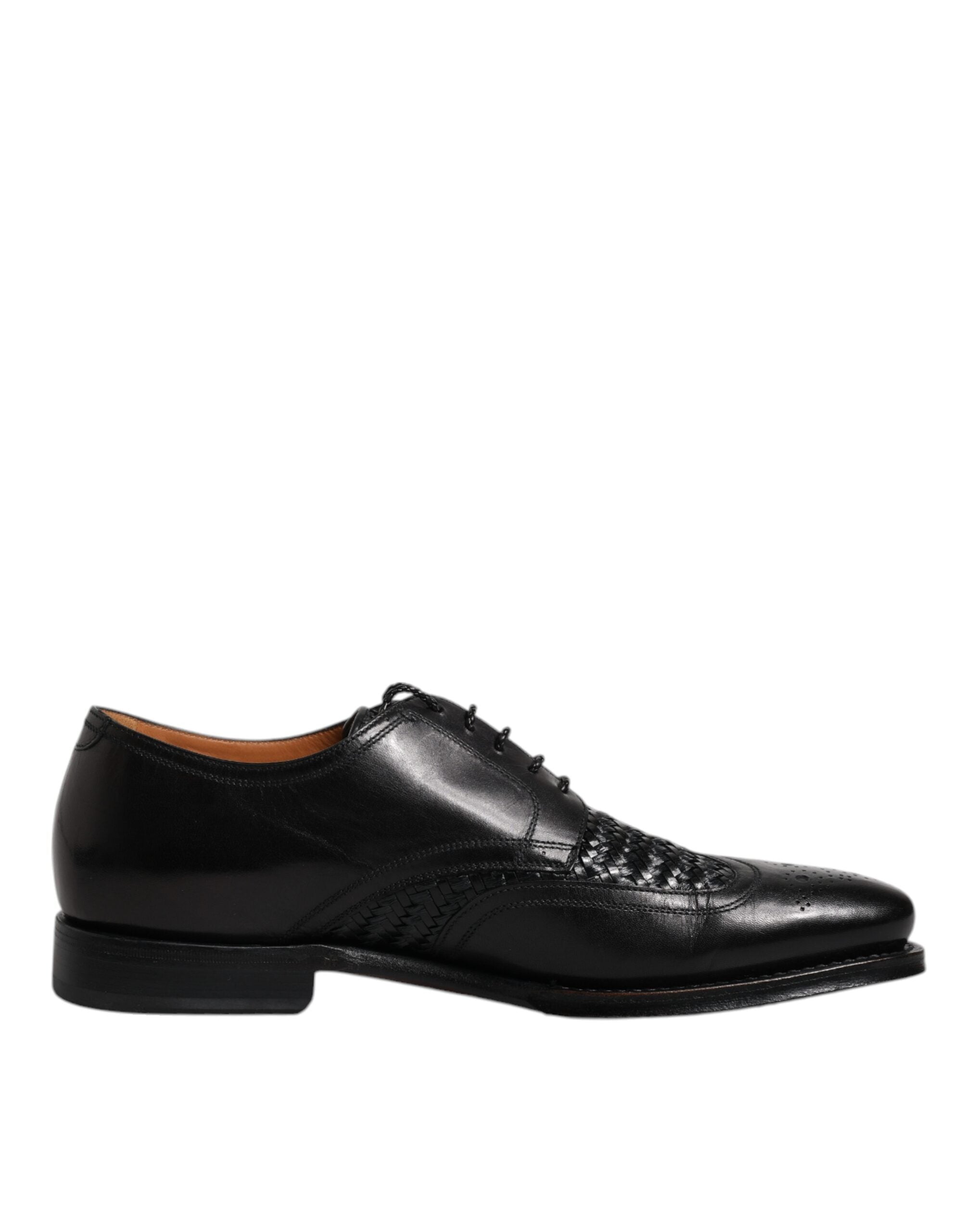 Chaussures formelles Derby wingtip en cuir noir de Dolce & Gabbana avec lacets, style élégant et finition raffinée.