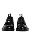 Chaussures Derby en cuir verni noir Dolce & Gabbana pour homme, lacets et style formel élégant.
