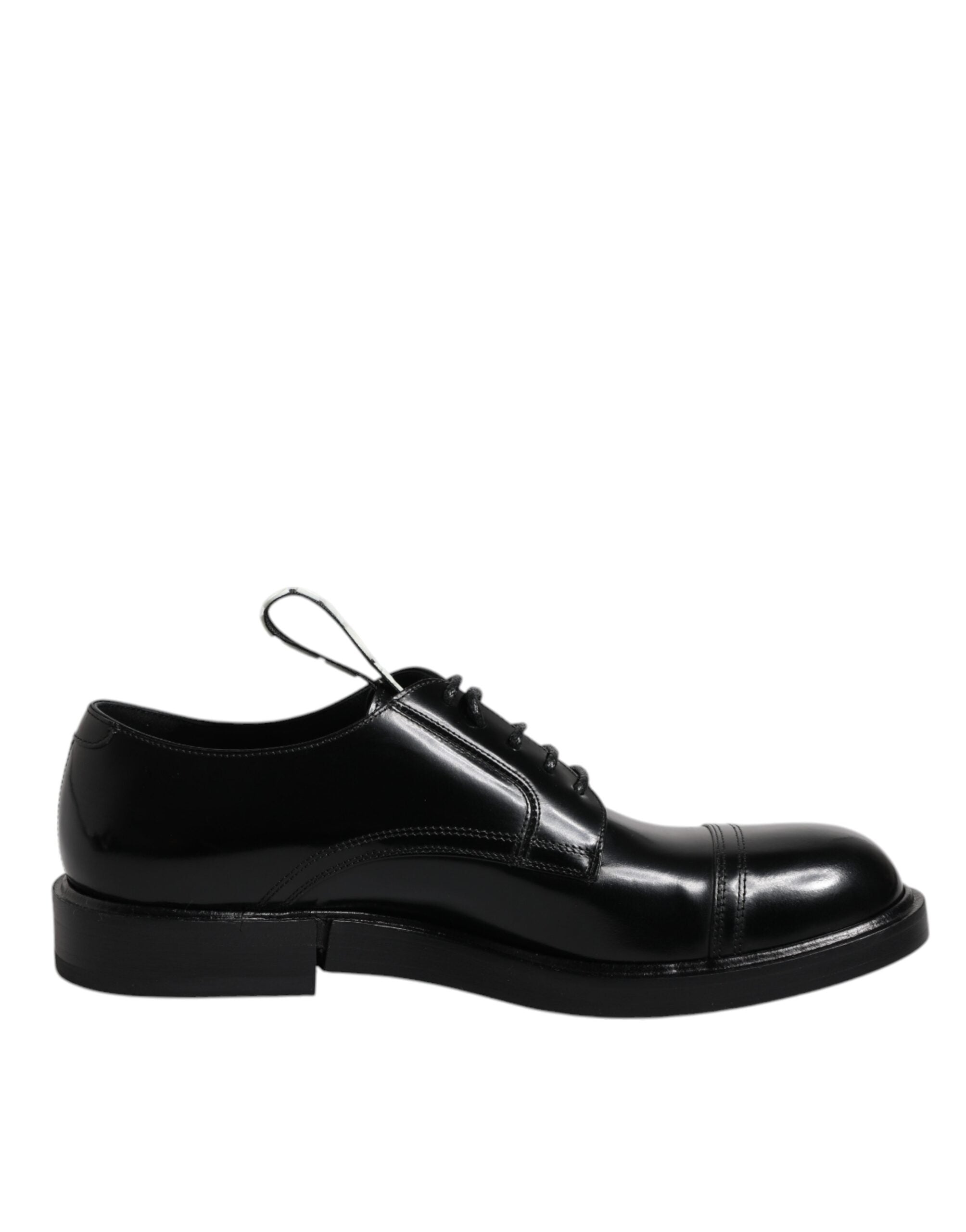 Chaussures Derby en cuir verni noir Dolce & Gabbana, chaussures habillées avec lacets, élégantes et sophistiquées.