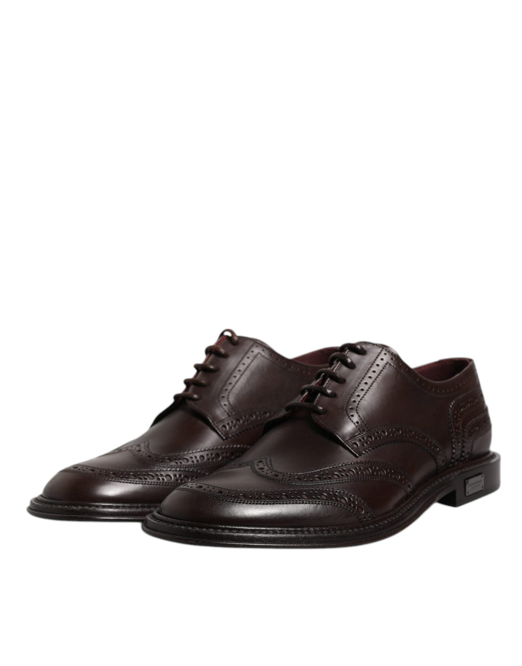 Chaussures Derby en cuir marron Dolce & Gabbana avec brogue wingtip et laçage pour occasion formelle.