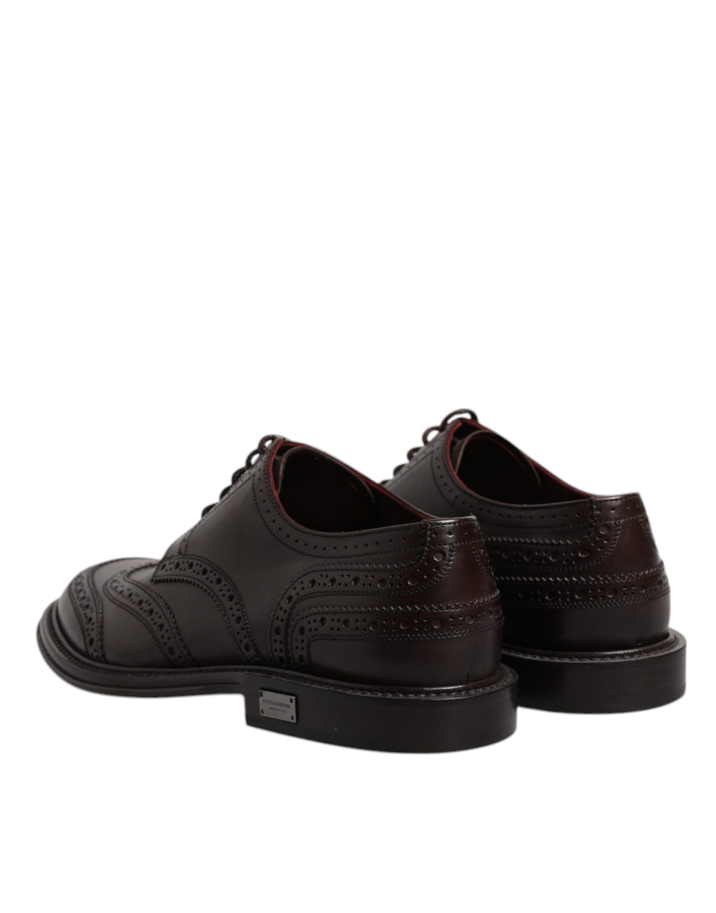 Chaussures Derby en cuir marron Dolce & Gabbana avec ailes et lacets pour chaussures formelles élégantes.