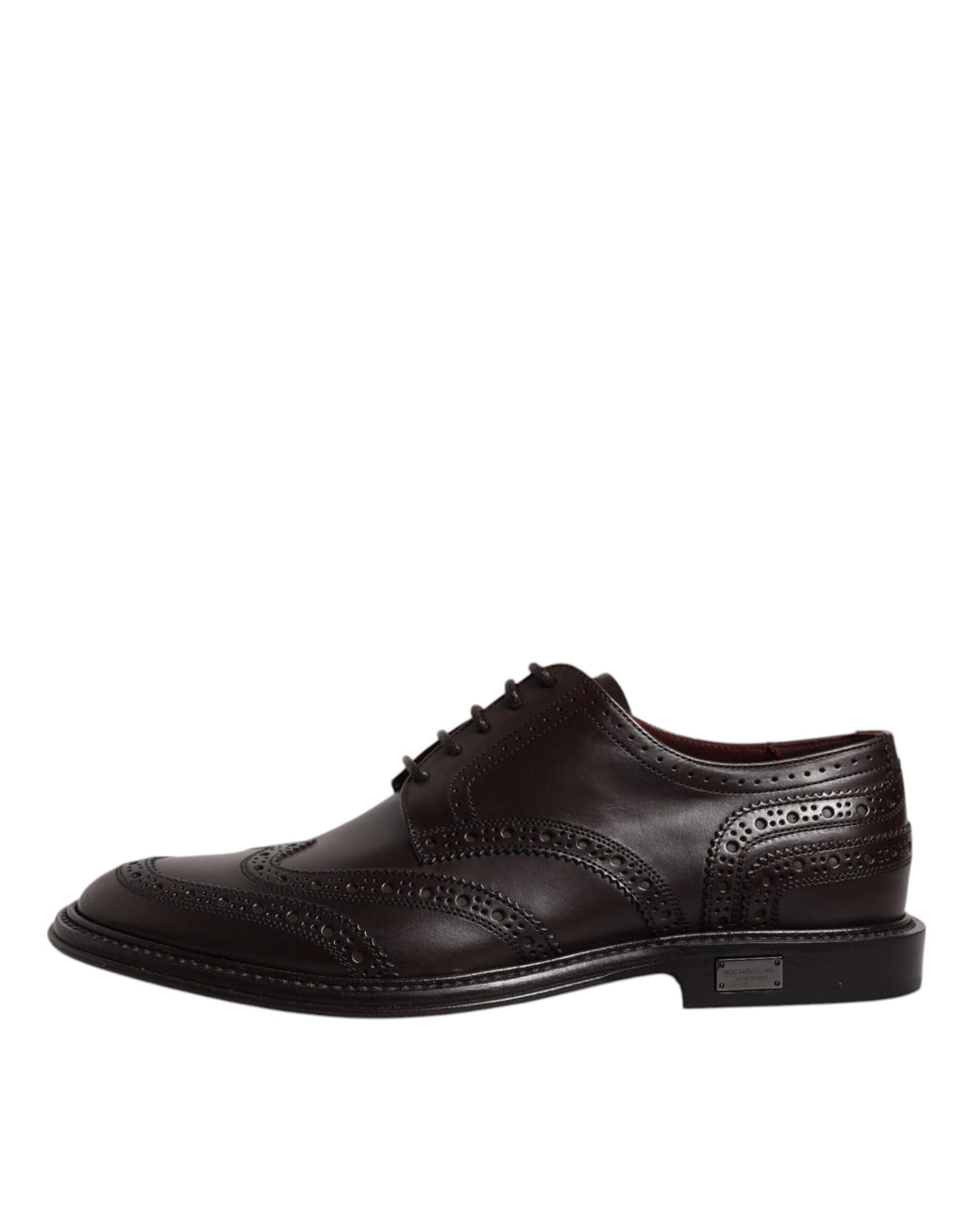 Chaussures Derby Wingtip en cuir marron de Dolce & Gabbana, chaussures formelles à lacets pour homme.