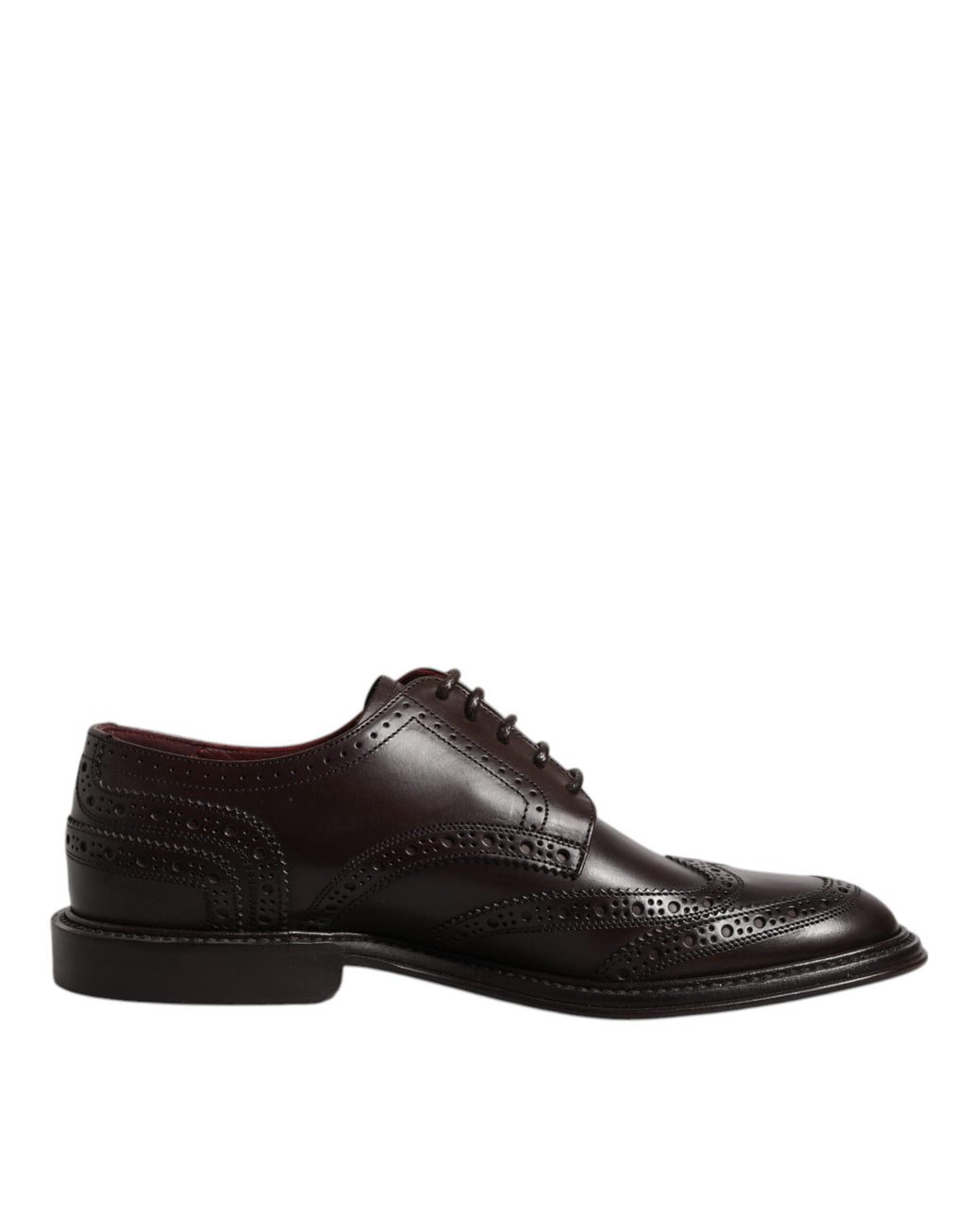 Chaussures Derby en cuir marron Dolce & Gabbana avec perforations wingtip et lacets pour un style formel et élégant.
