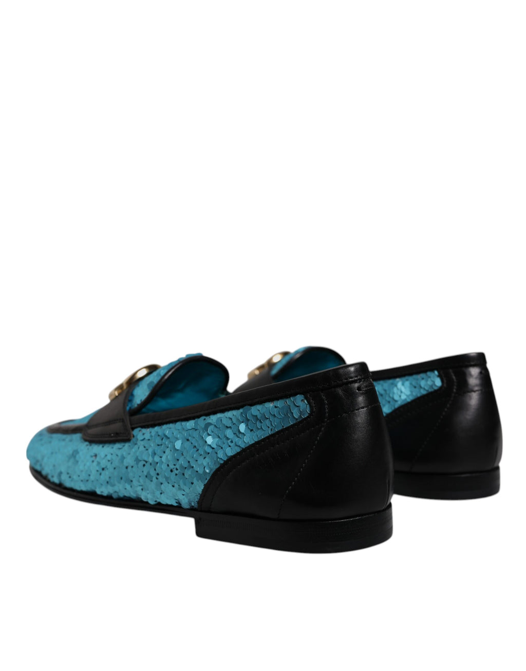 Chaussures Dolce & Gabbana en loafers bleus à sequins pour occasion formelle, vue de face.