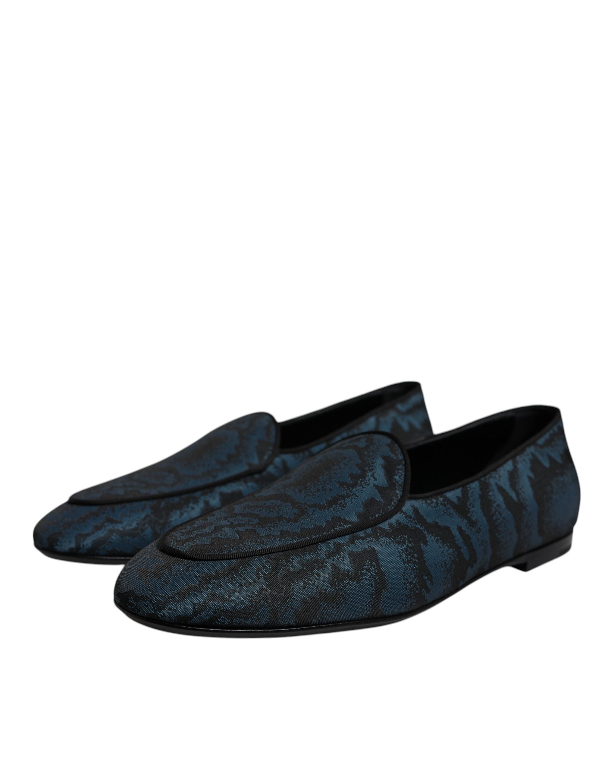 Chaussures mocassins Dolce & Gabbana pour homme, loafers bleus et noirs en cuir élégants pour occasions formelles.