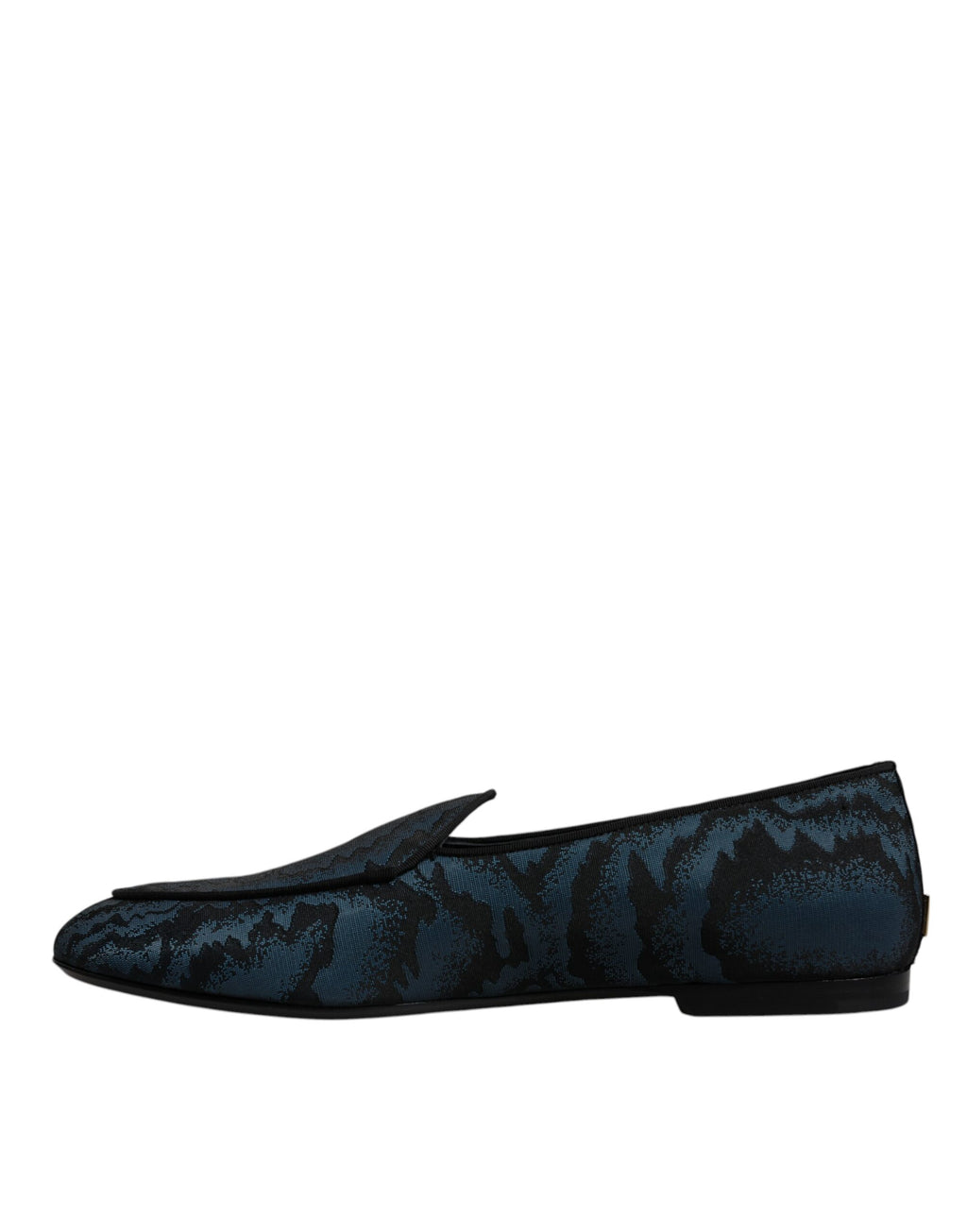 Chaussures plates pour hommes Dolce & Gabbana, mocassins noirs et bleus élégants, chaussures habillées en cuir.