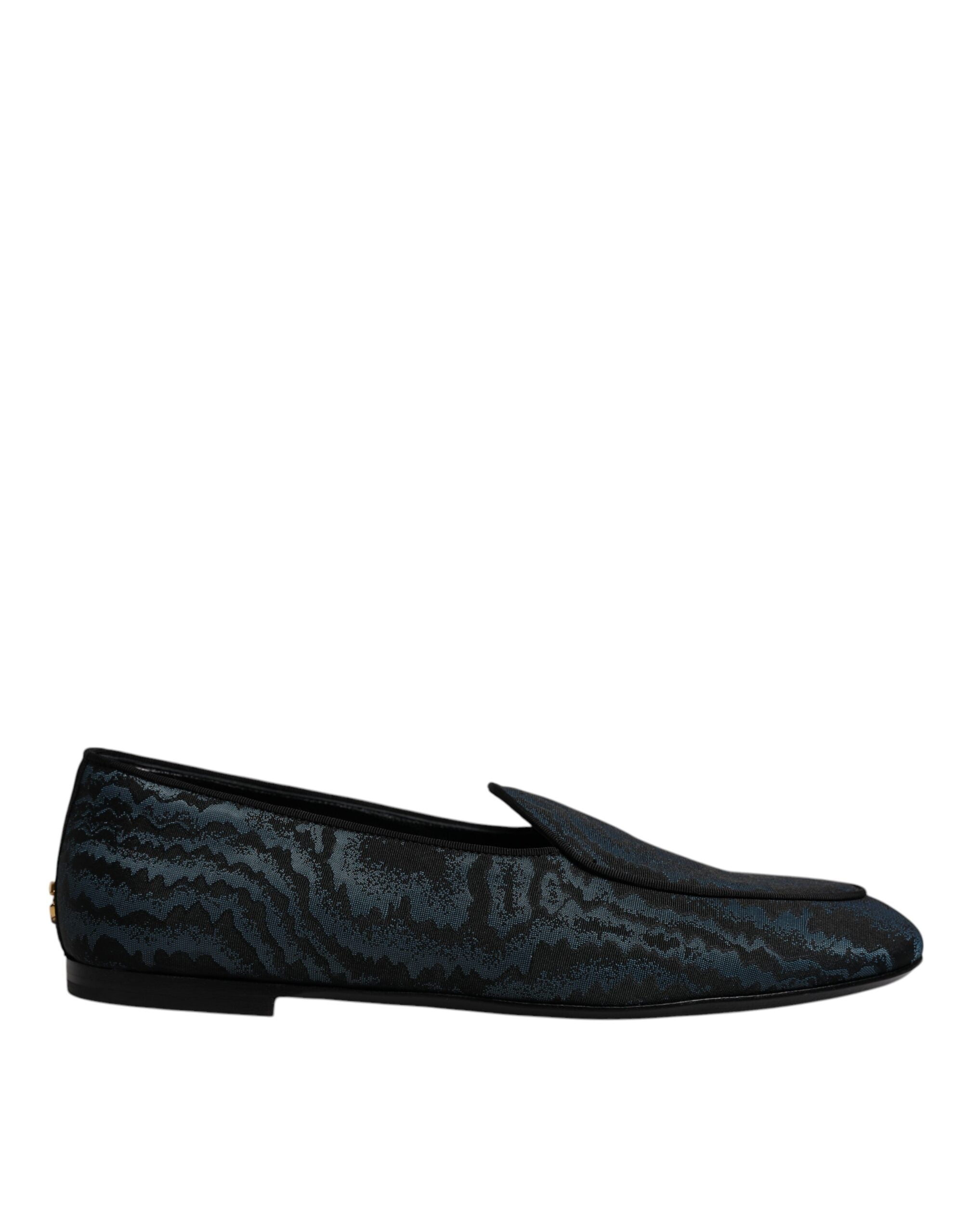 Chaussures mocassins Dolce & Gabbana pour homme, chaussures de ville bleues et noires en cuir avec semelle élégante.