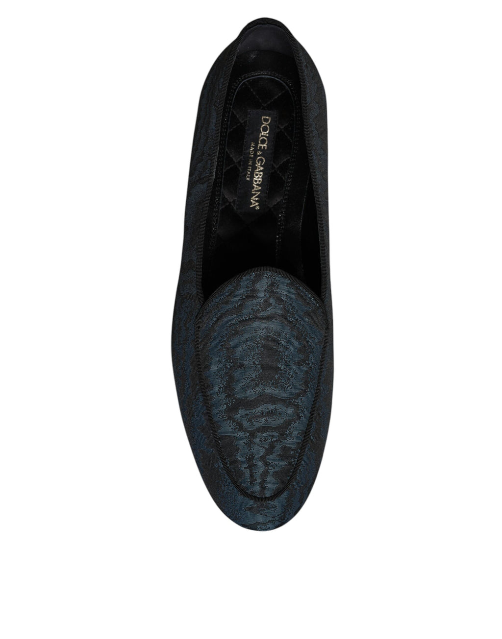 Chaussures mocassins homme Dolce & Gabbana Bleu et Noir, chaussures de ville élégantes en cuir, vues de face.