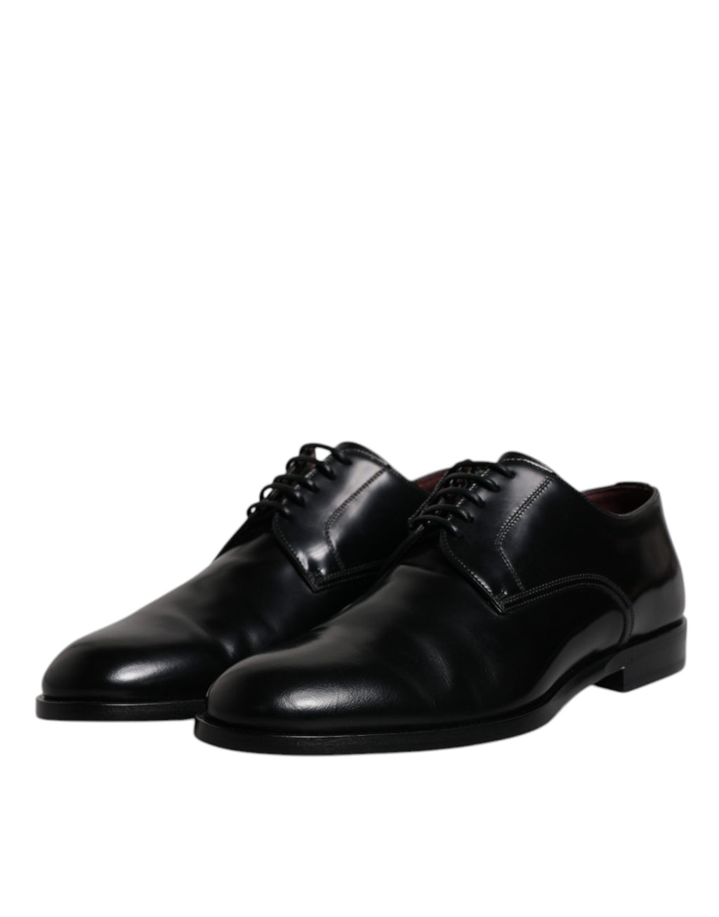 Chaussures Derby en cuir de veau noir de Dolce & Gabbana, chaussures de ville élégantes avec lacets pour homme.
