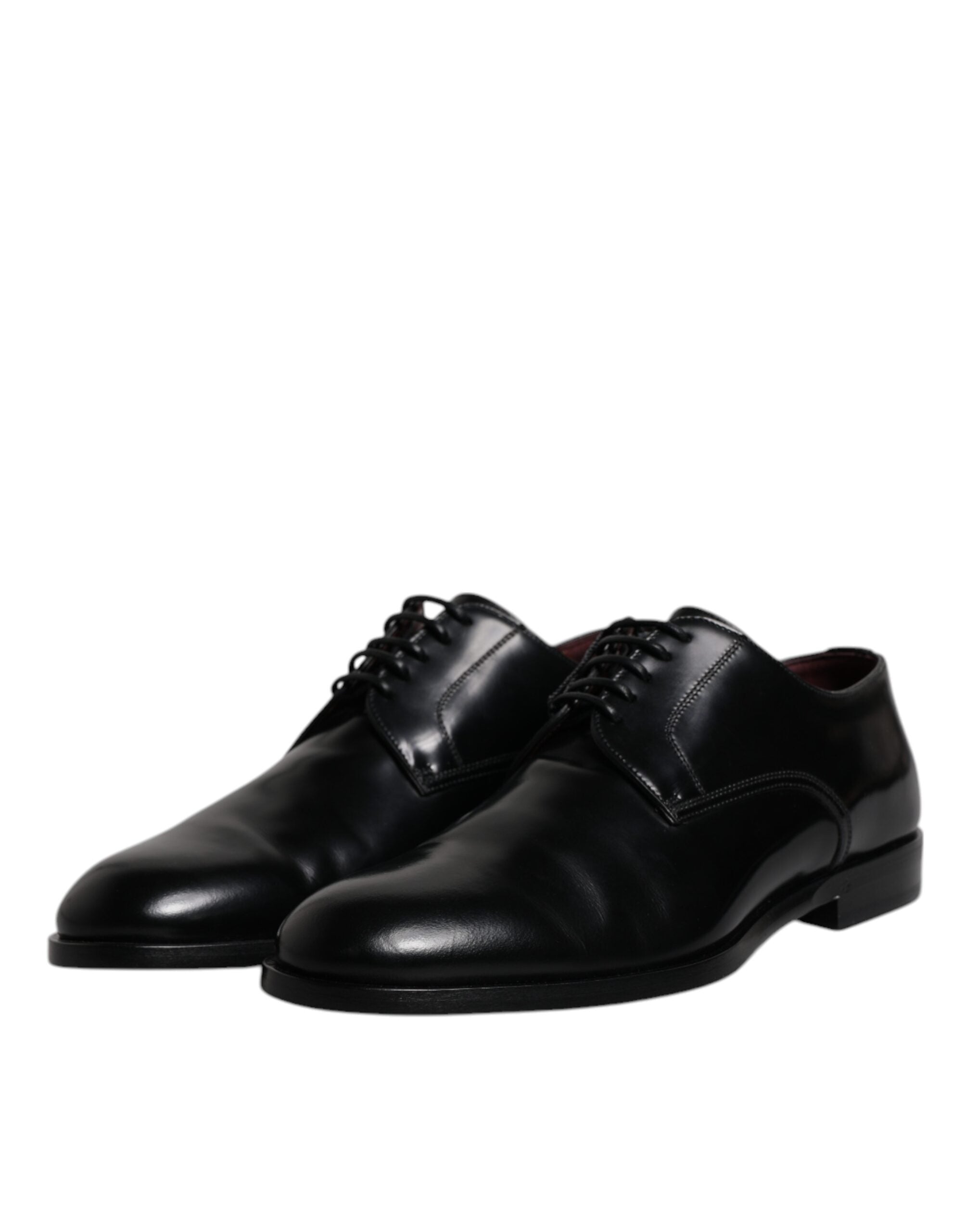 Chaussures Derby en cuir de veau noir de Dolce & Gabbana, chaussures de ville élégantes avec lacets pour homme.