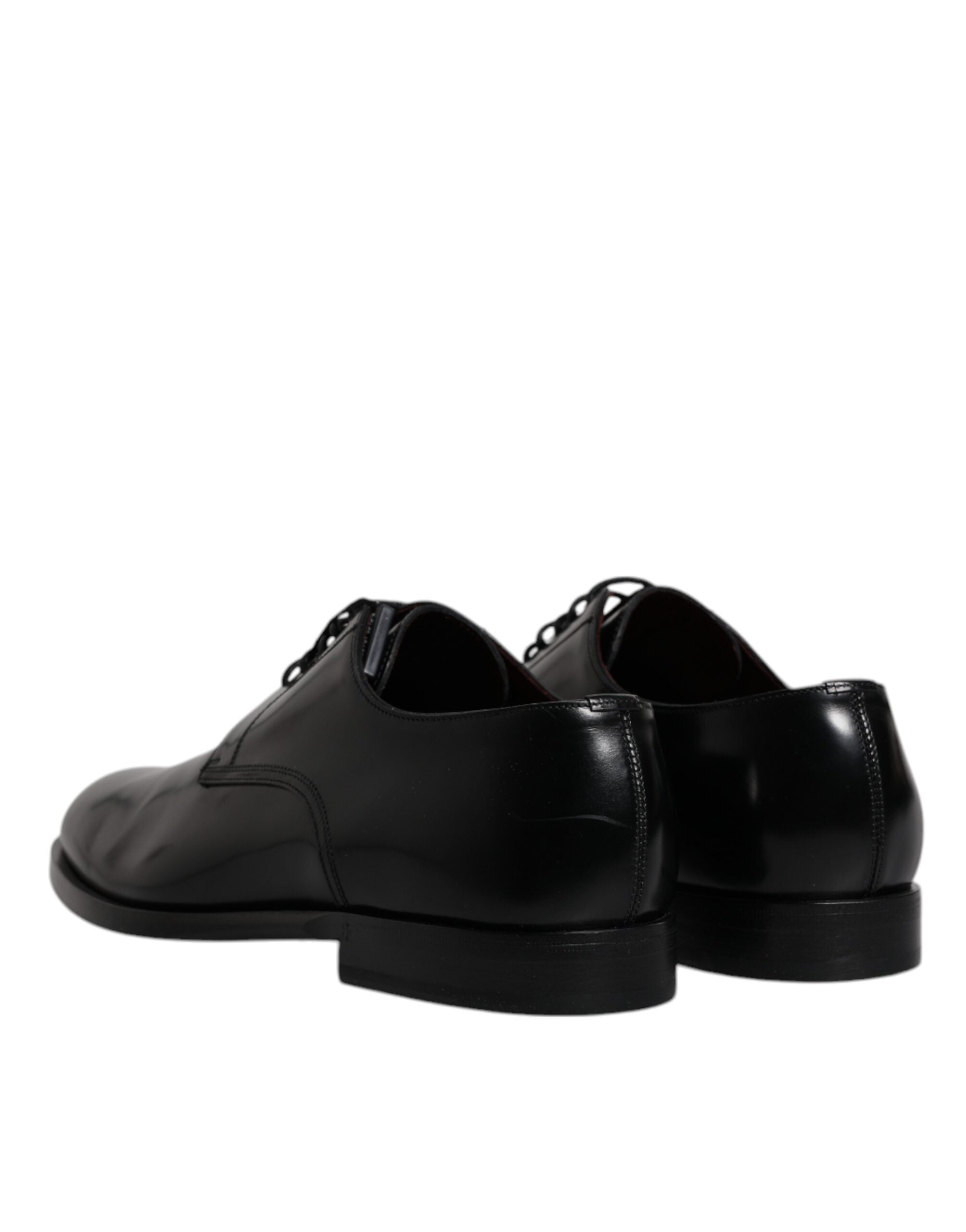 Chaussures derby en cuir de veau noir de Dolce & Gabbana, chaussures de ville élégantes avec lacets pour homme.
