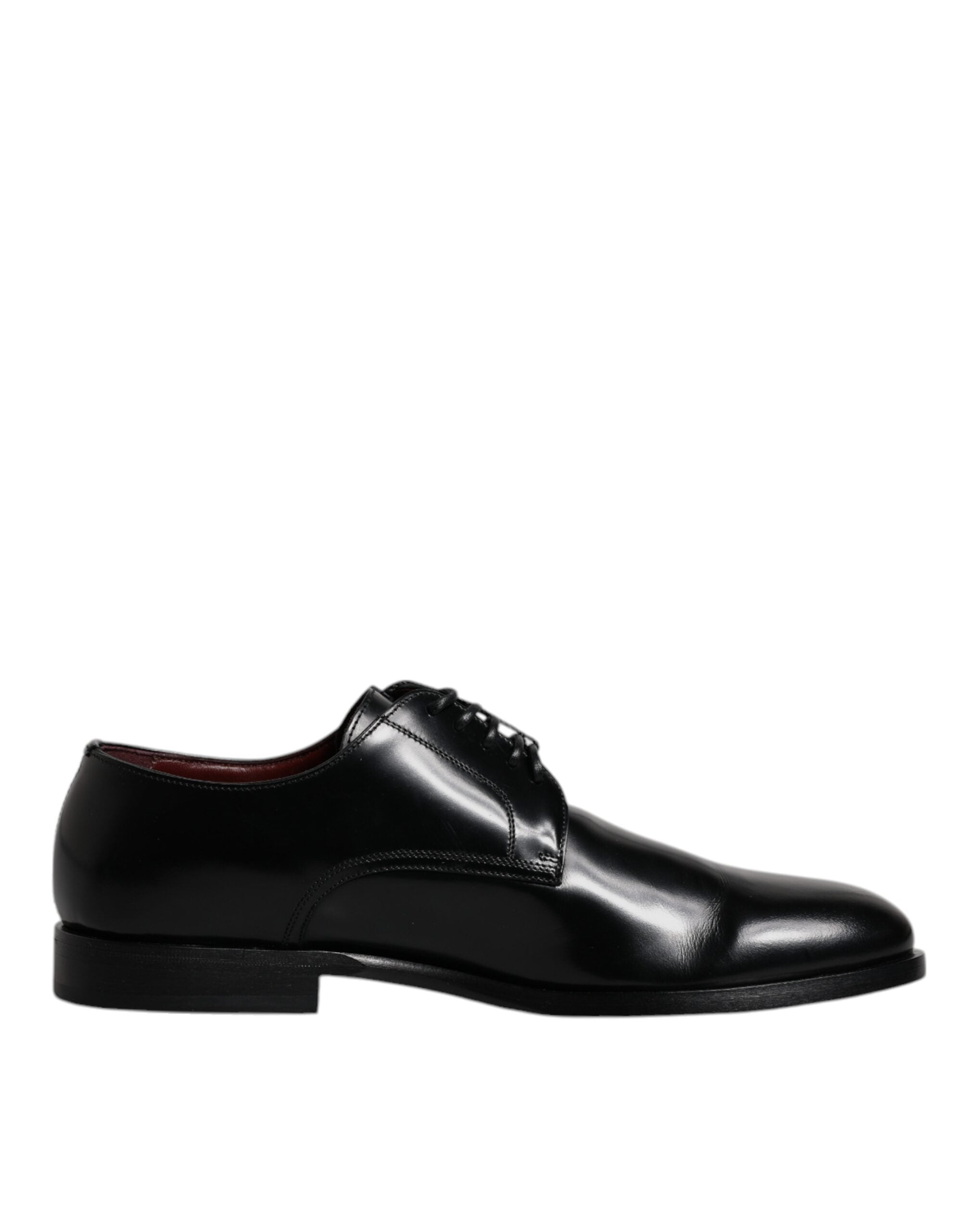 Chaussures de costume Derby en cuir de veau noir de Dolce & Gabbana, lacets, élégant et sophistiqué.