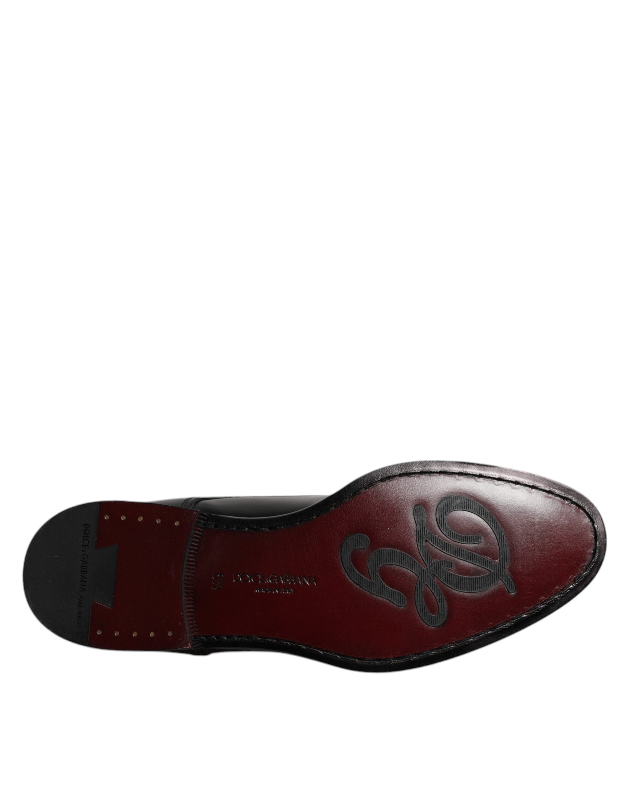 Chaussures Derby noires en cuir de veau Dolce & Gabbana, chaussures habillées avec lacets pour homme.