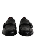 Mocassins noirs en cuir exotique Dolce & Gabbana avec logo DG, chaussures habillées formelles pour homme.
