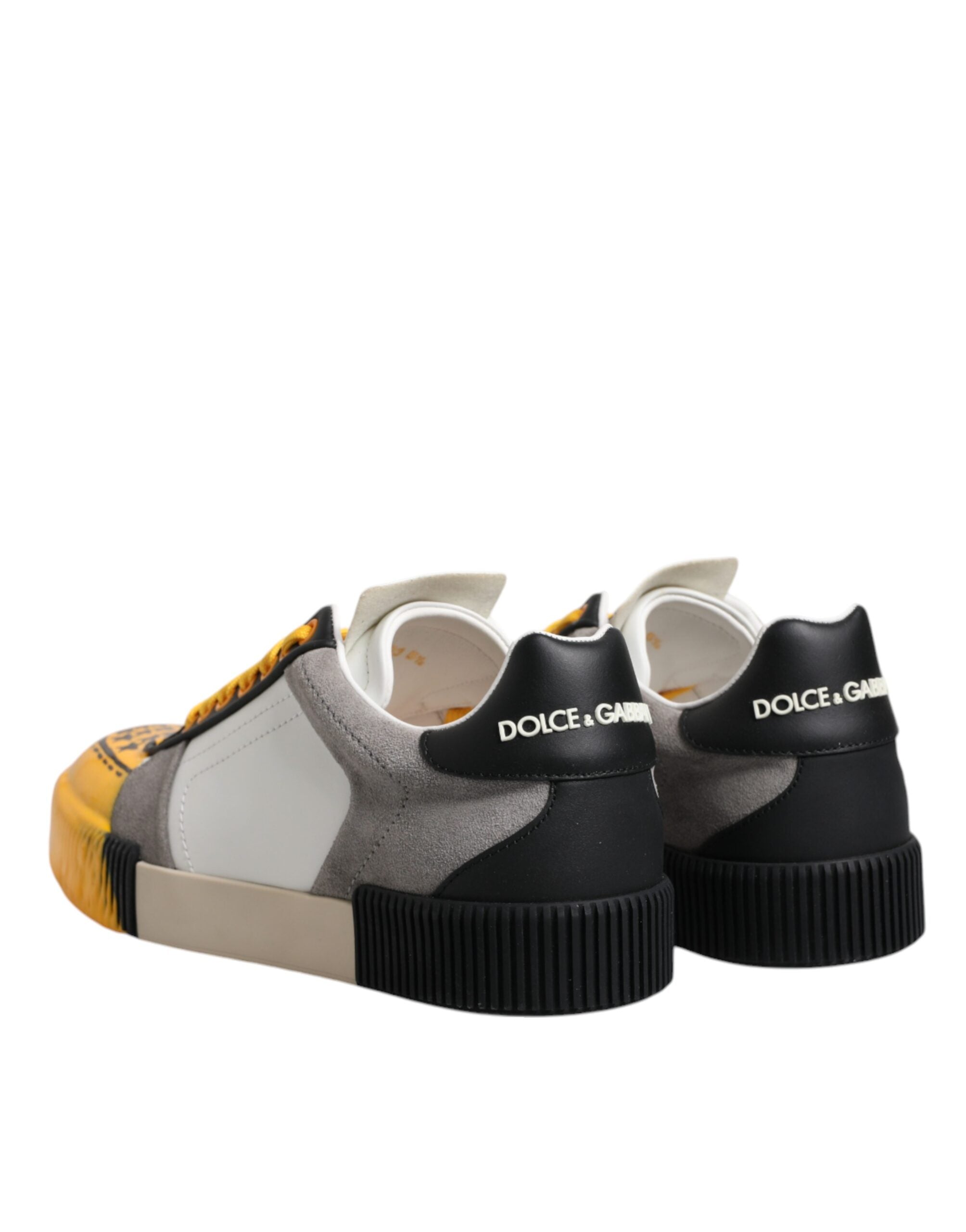 Sneakers basses en cuir multicolore Dolce & Gabbana avec motif DNA, chaussures confortables et tendance.