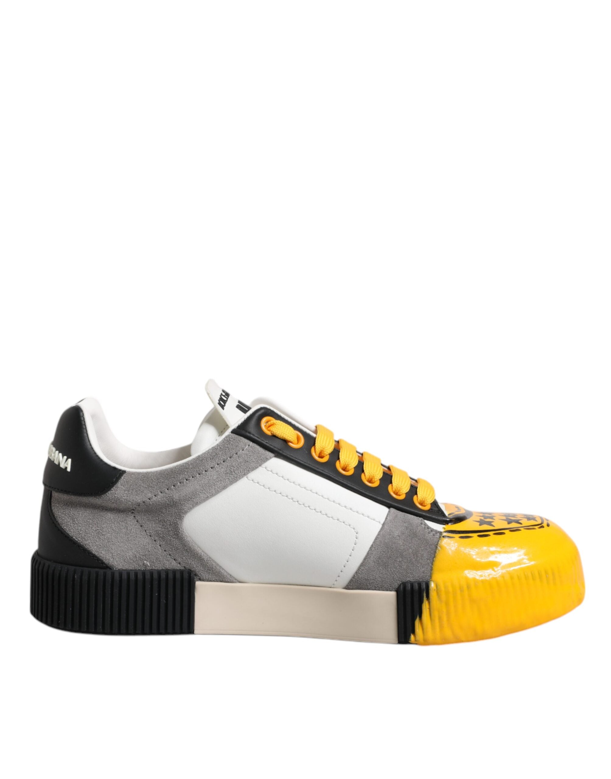 Chaussures sneakers basses Dolce & Gabbana en cuir multicolore avec motif ADN, style décontracté et moderne.