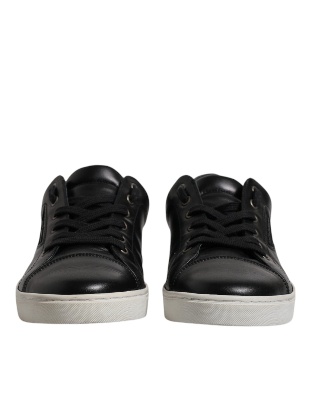 Chaussures pour hommes Dolce & Gabbana London en cuir nappa noir, baskets élégantes avec détails modernes.