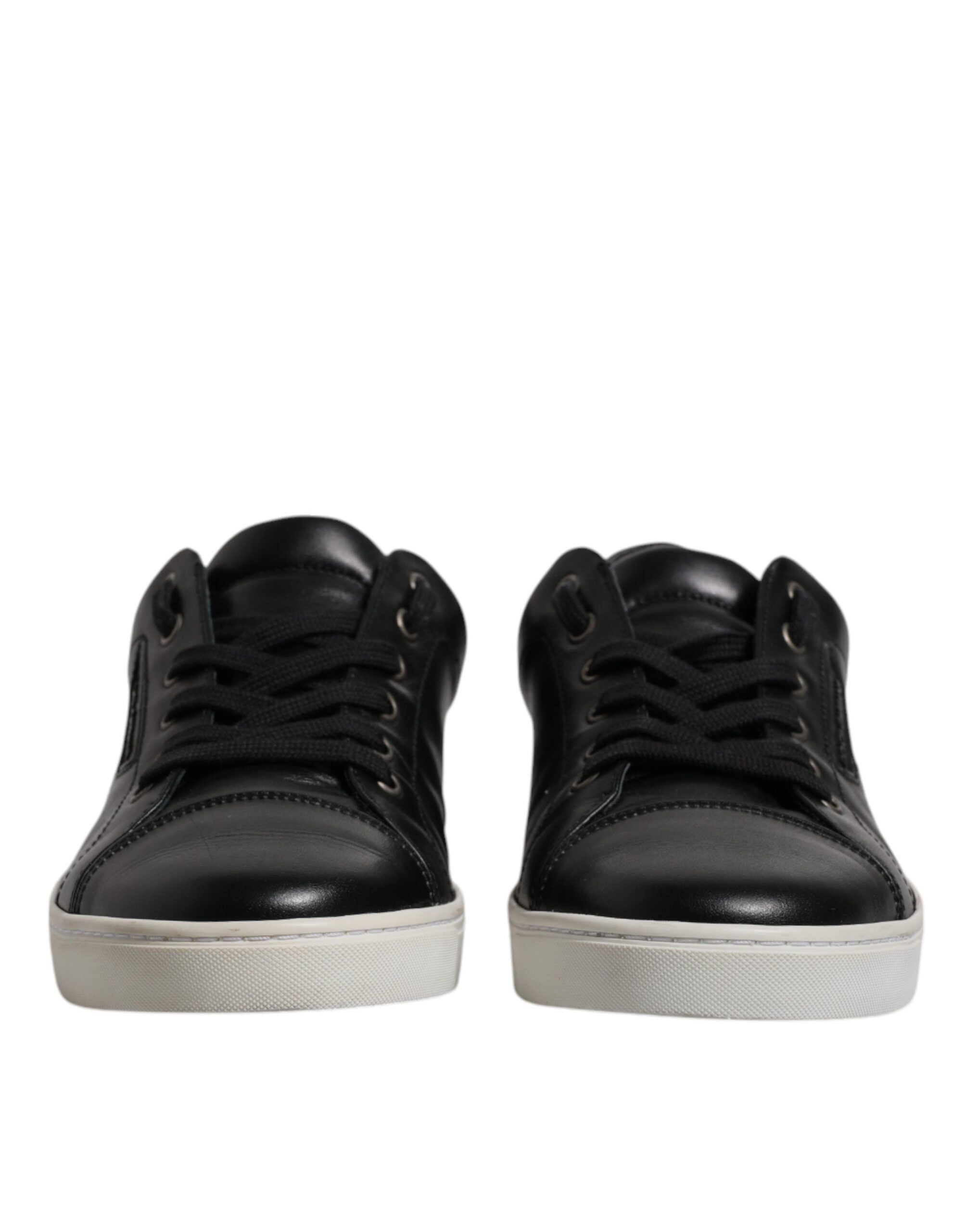 Chaussures pour hommes Dolce & Gabbana London en cuir nappa noir, baskets élégantes avec détails modernes.