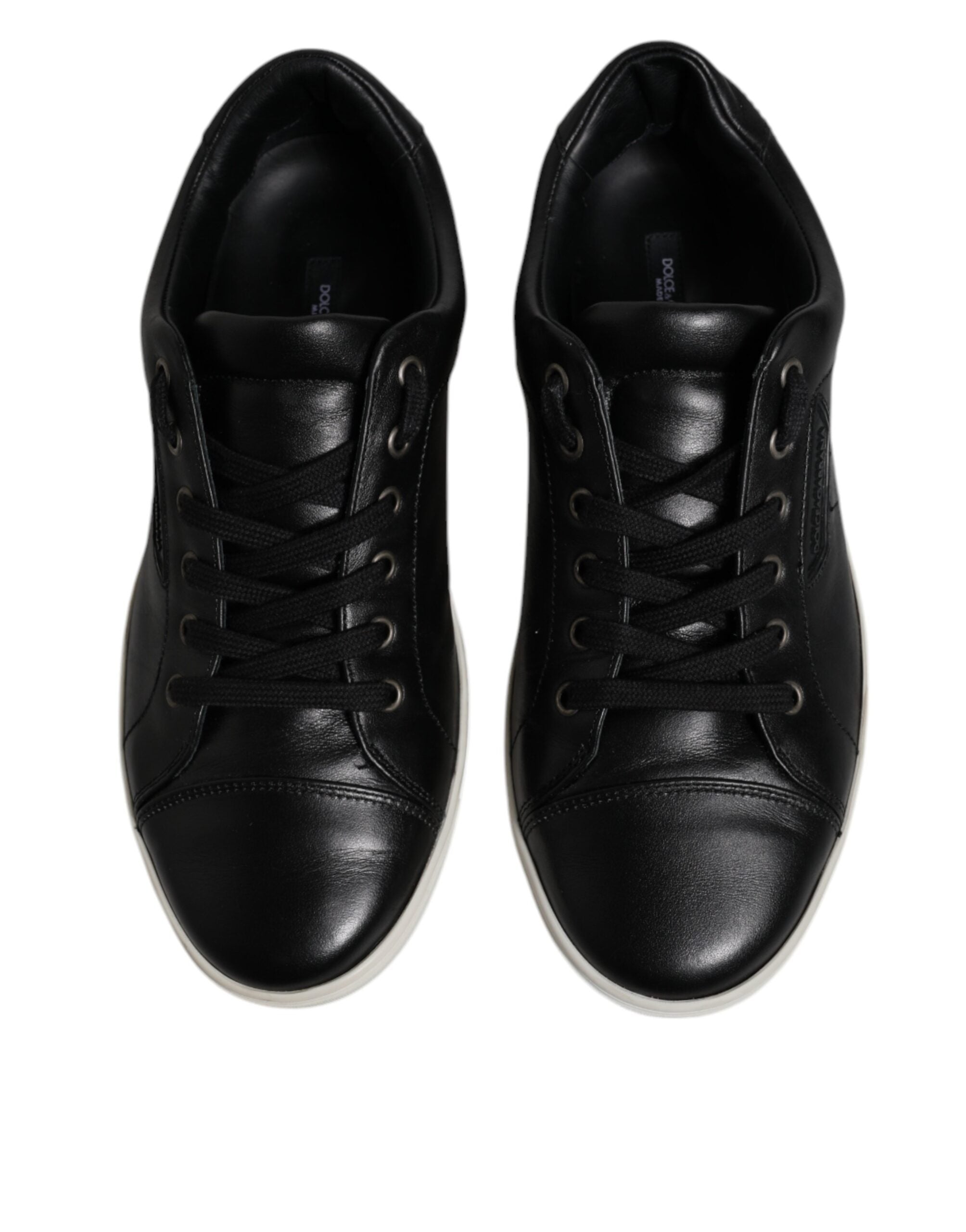 Chaussures sneakers pour hommes Dolce & Gabbana London en cuir nappa noir, style élégant et moderne.