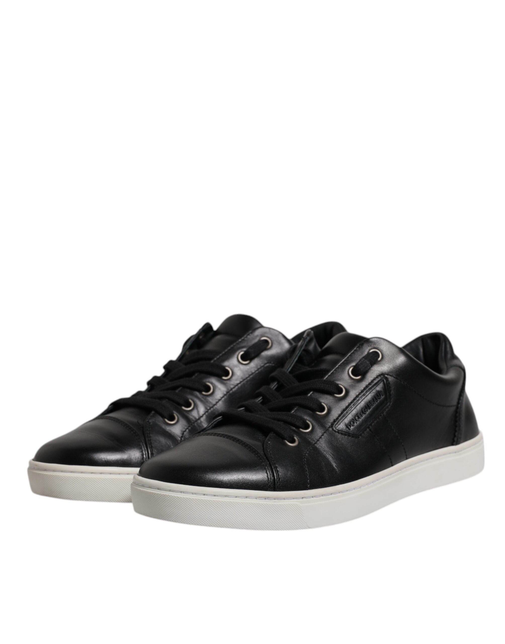 Chaussures hommes Dolce & Gabbana London en cuir Nappa noir, baskets sneakers élégantes et modernes.