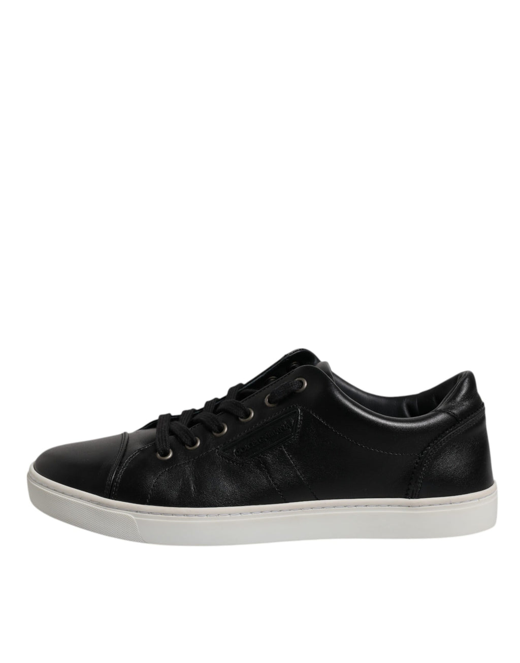 Chaussures hommes Dolce & Gabbana London en cuir nappa noir, baskets élégantes avec détails modernes.
