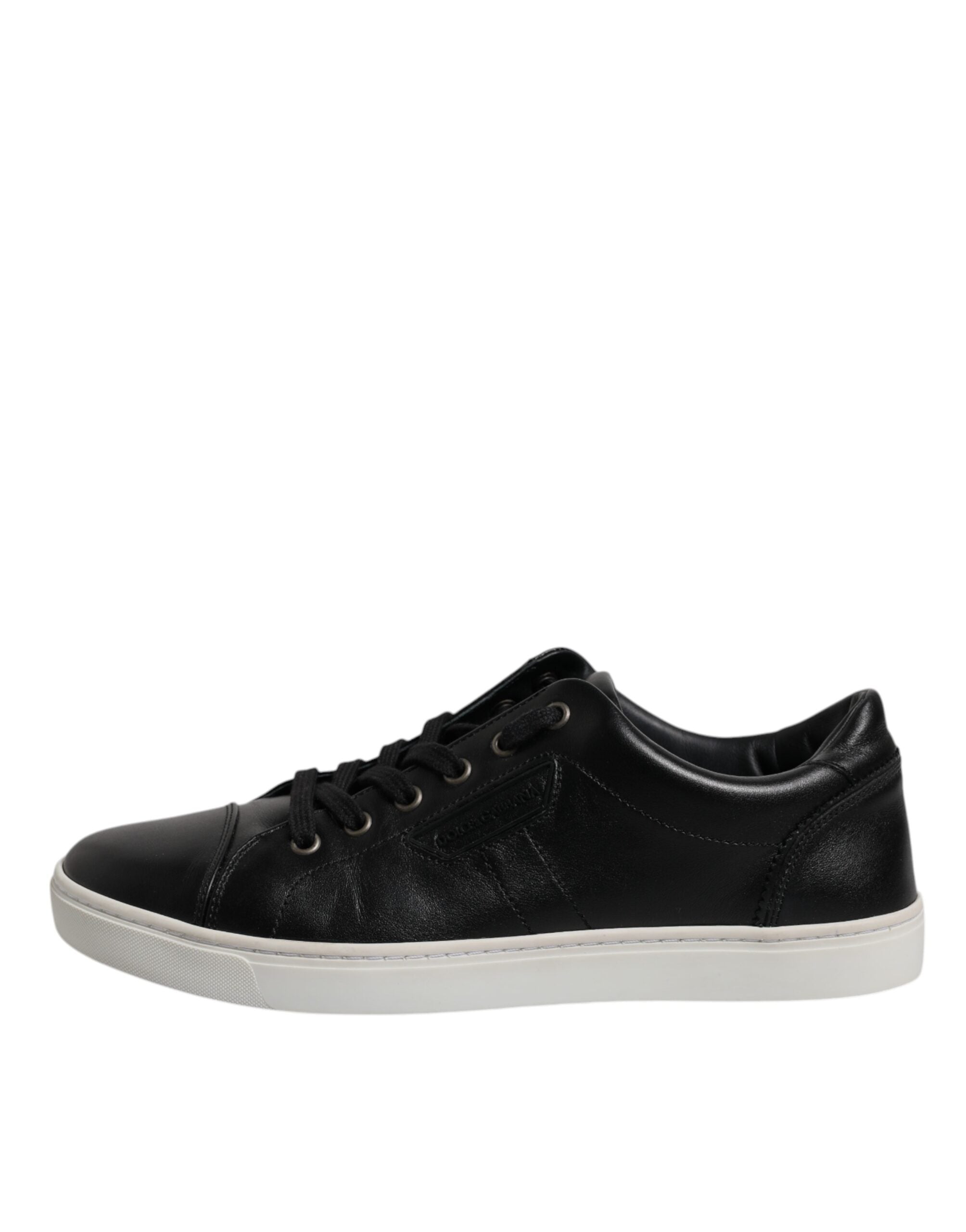 Chaussures hommes Dolce & Gabbana London en cuir nappa noir, baskets élégantes avec détails modernes.