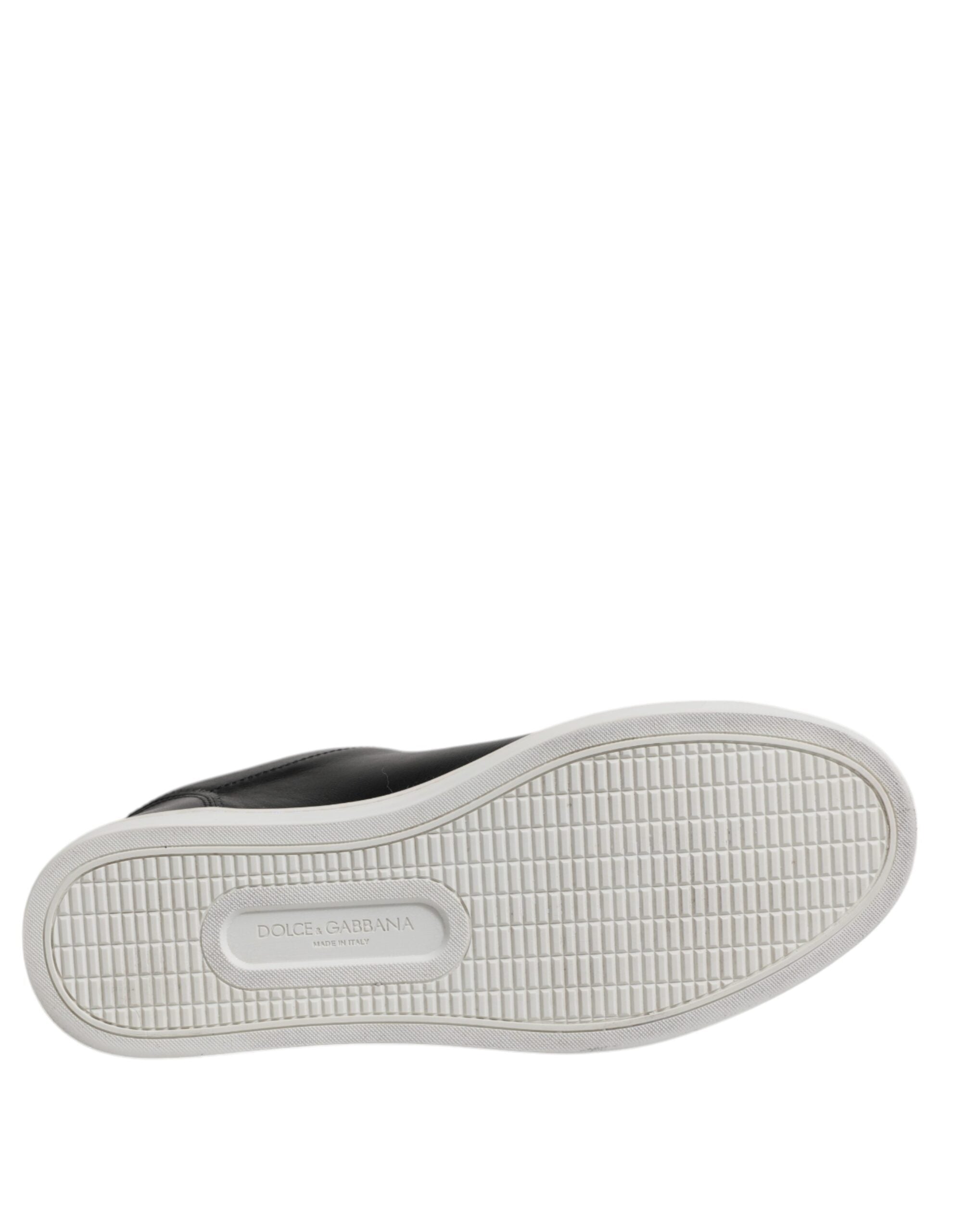 Chaussures sneakers pour hommes Dolce & Gabbana London en cuir Nappa noir, style élégant et moderne.