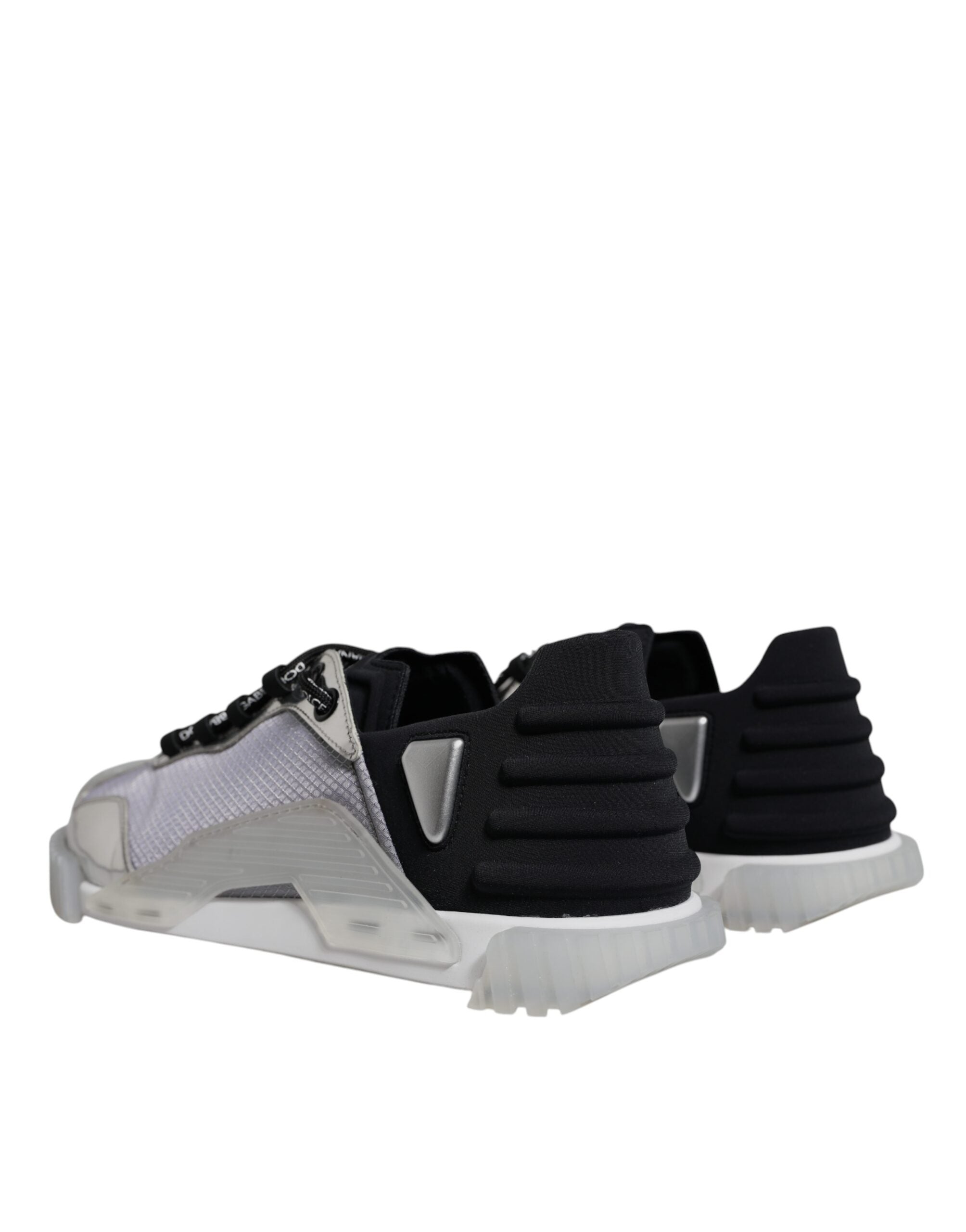 Chaussures basses en nylon noir et argent de Dolce & Gabbana, sneakers modernes et élégants pour homme.