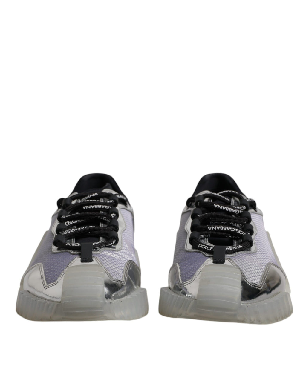 Chaussures basses en nylon noir et argent de Dolce & Gabbana NS1, sneakers élégants pour homme.