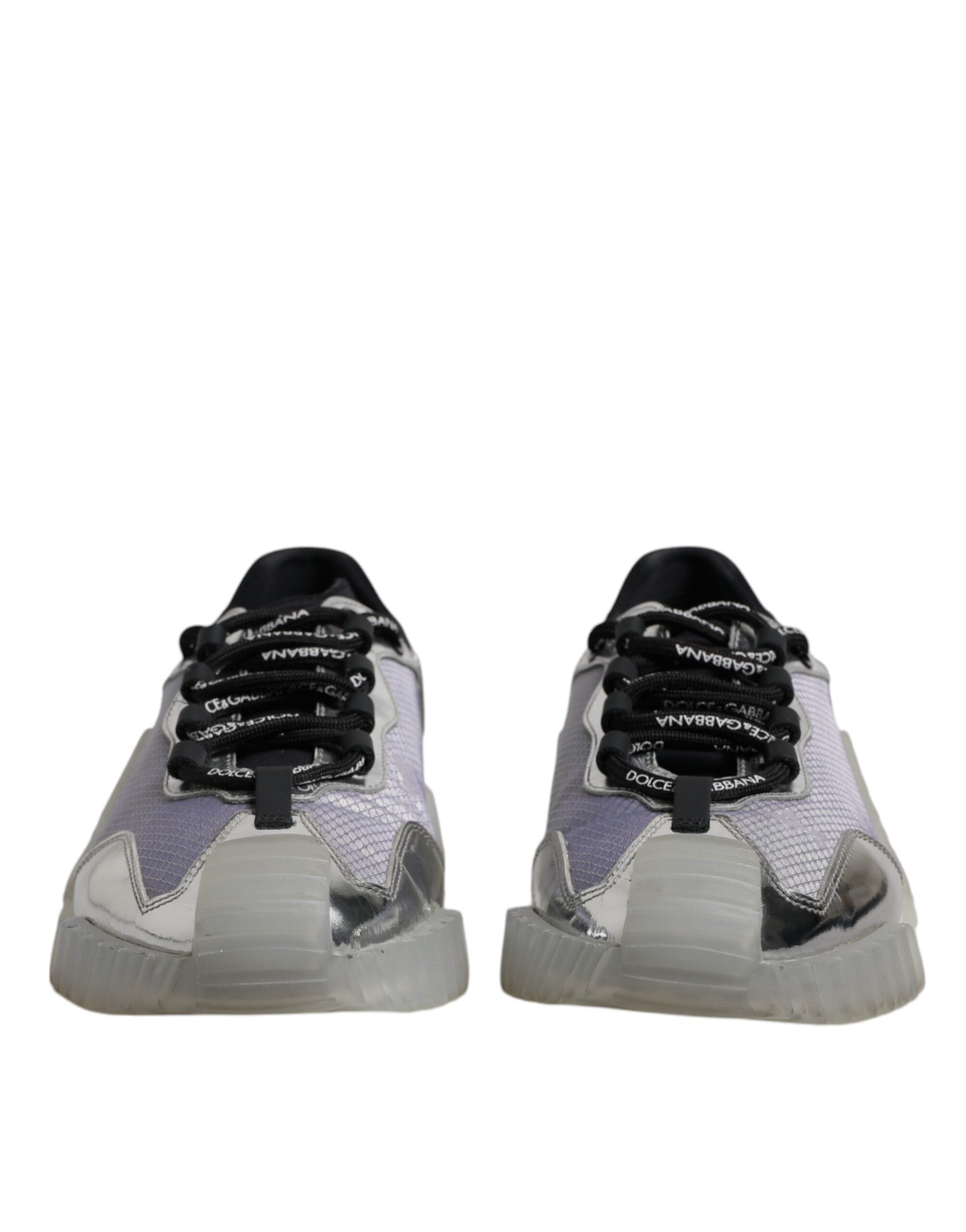 Chaussures basses en nylon noir et argent de Dolce & Gabbana NS1, sneakers élégants pour homme.