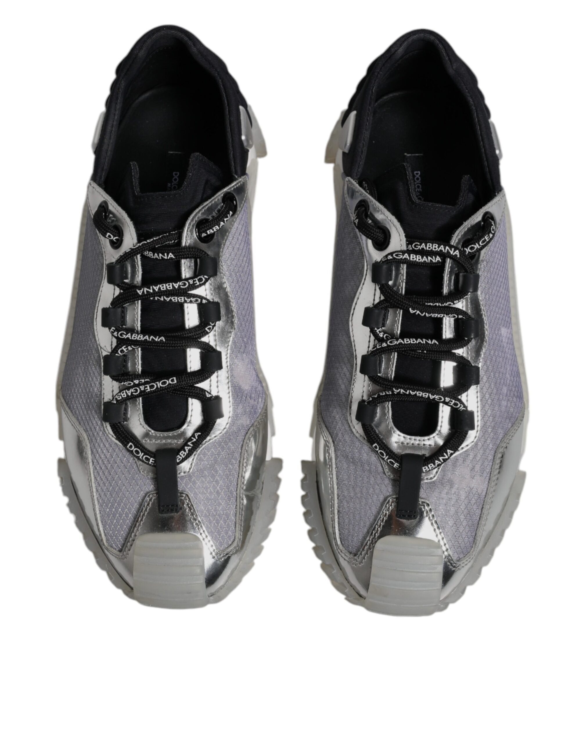 Chaussures sneakers basses en nylon noir et argent de Dolce & Gabbana, style décontracté et tendance.