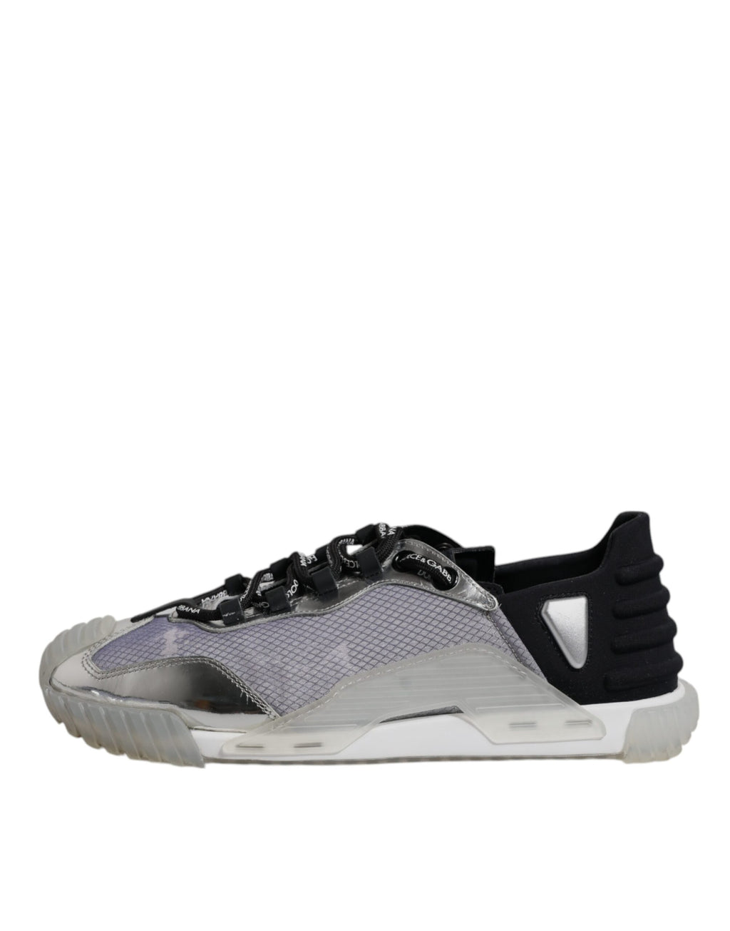Chaussures Dolce & Gabbana NS1 en nylon noir et argent, baskets basses élégantes pour homme.