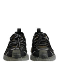 Chaussures sneakers basses Dolce & Gabbana noir et vert camouflage NS1, en cuir avec semelle blanche.