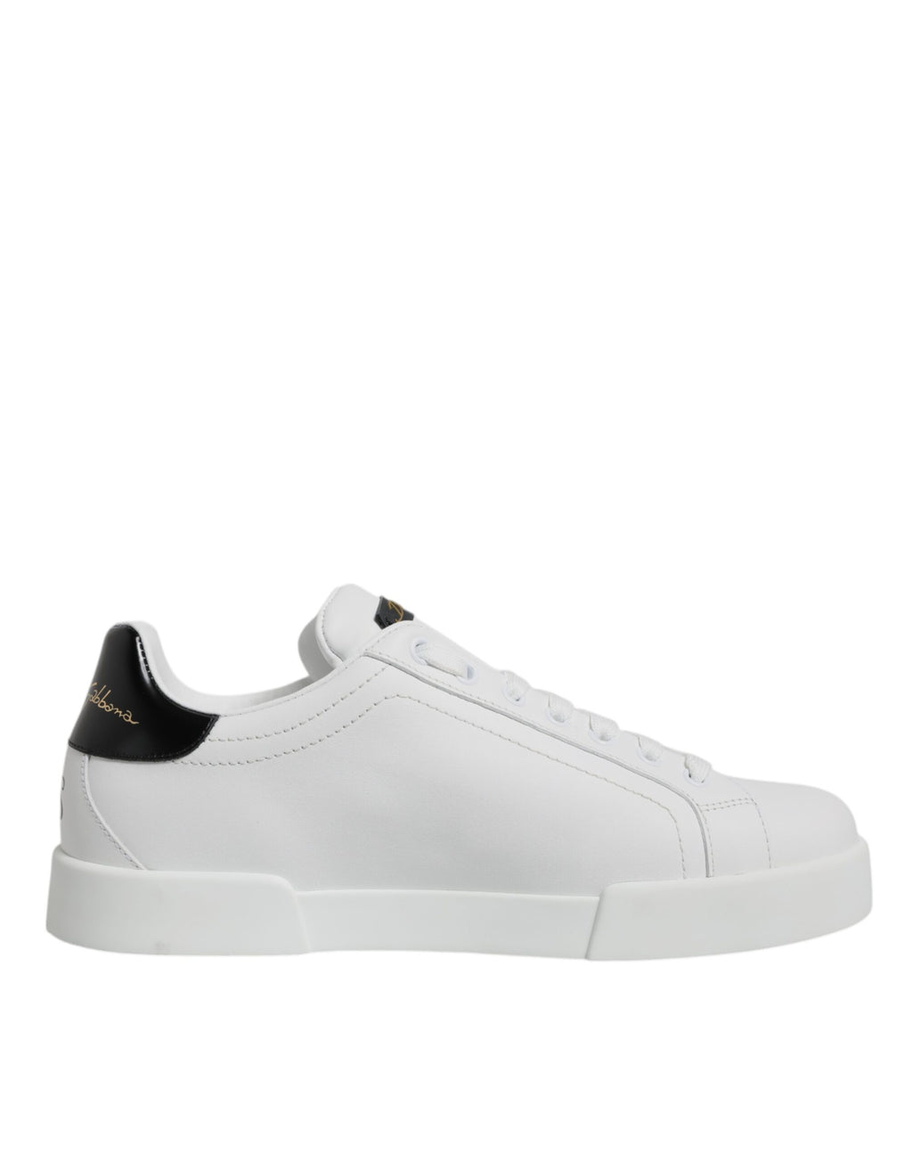 Chaussures Dolce & Gabbana en cuir blanc, baskets basses à lacets pour homme, style élégant et confortable.