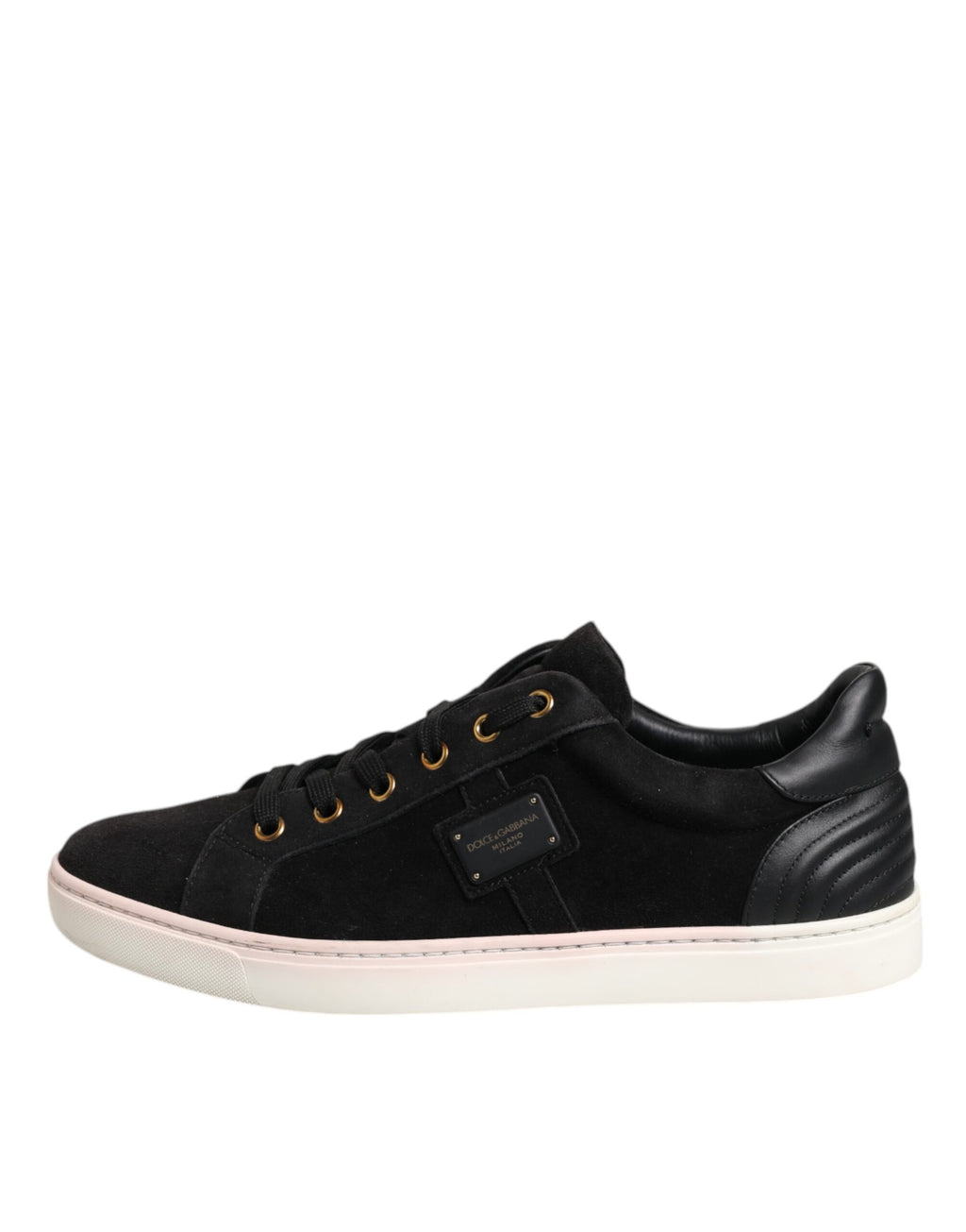 Chaussures sneakers pour homme Dolce & Gabbana en cuir suédé noir avec logo visible, style élégant et moderne.