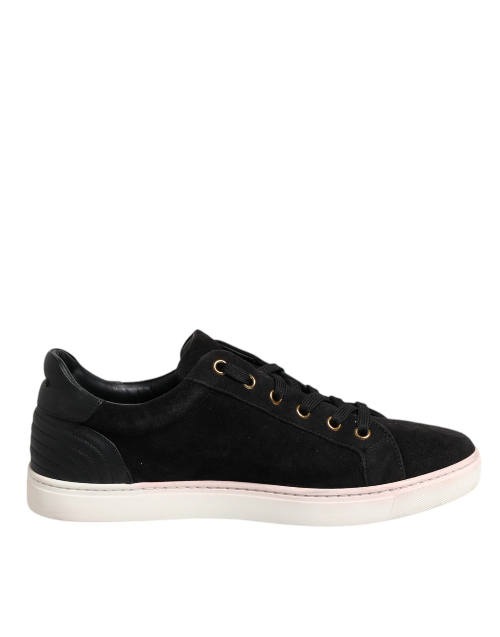 Chaussures de sport homme Dolce & Gabbana en cuir suédé noir avec logo, style sneakers modernes et élégants.