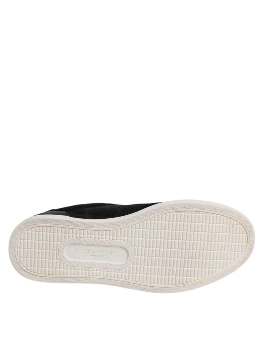 Chaussures sneakers en cuir suédé noir avec logo Dolce & Gabbana pour homme, vue de face sur fond blanc