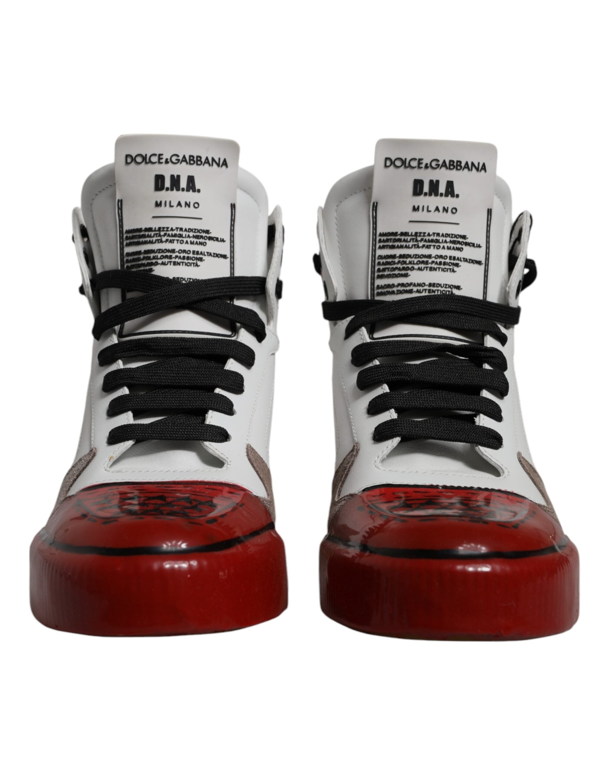 Chaussures sneakers montantes en cuir multicolore Dolce & Gabbana, style haut de gamme avec design élégant et coloré.