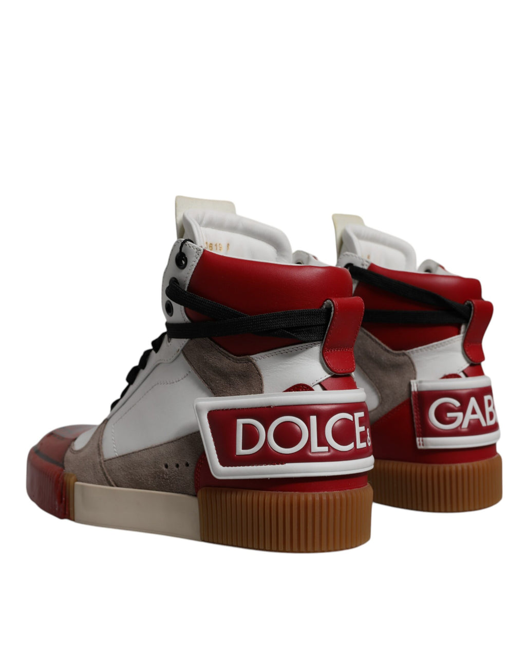 Chaussures de sneakers montantes en cuir multicolore Dolce & Gabbana, style tendance et détails colorés visibles.
