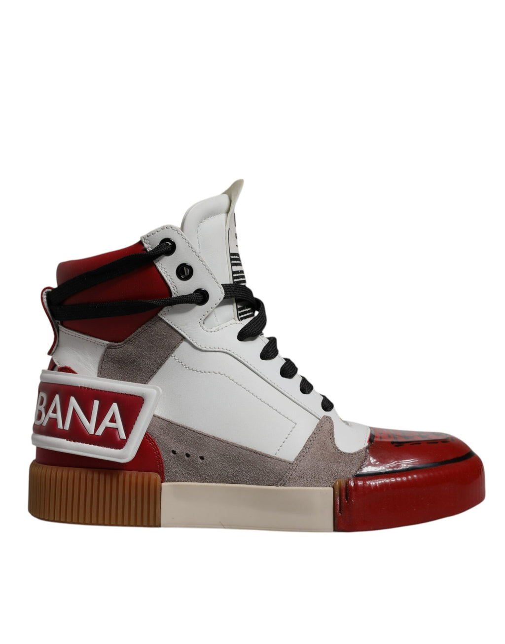 Chaussures sneakers montantes en cuir multicolore Dolce & Gabbana, style élégant et coloré avec semelle blanche.