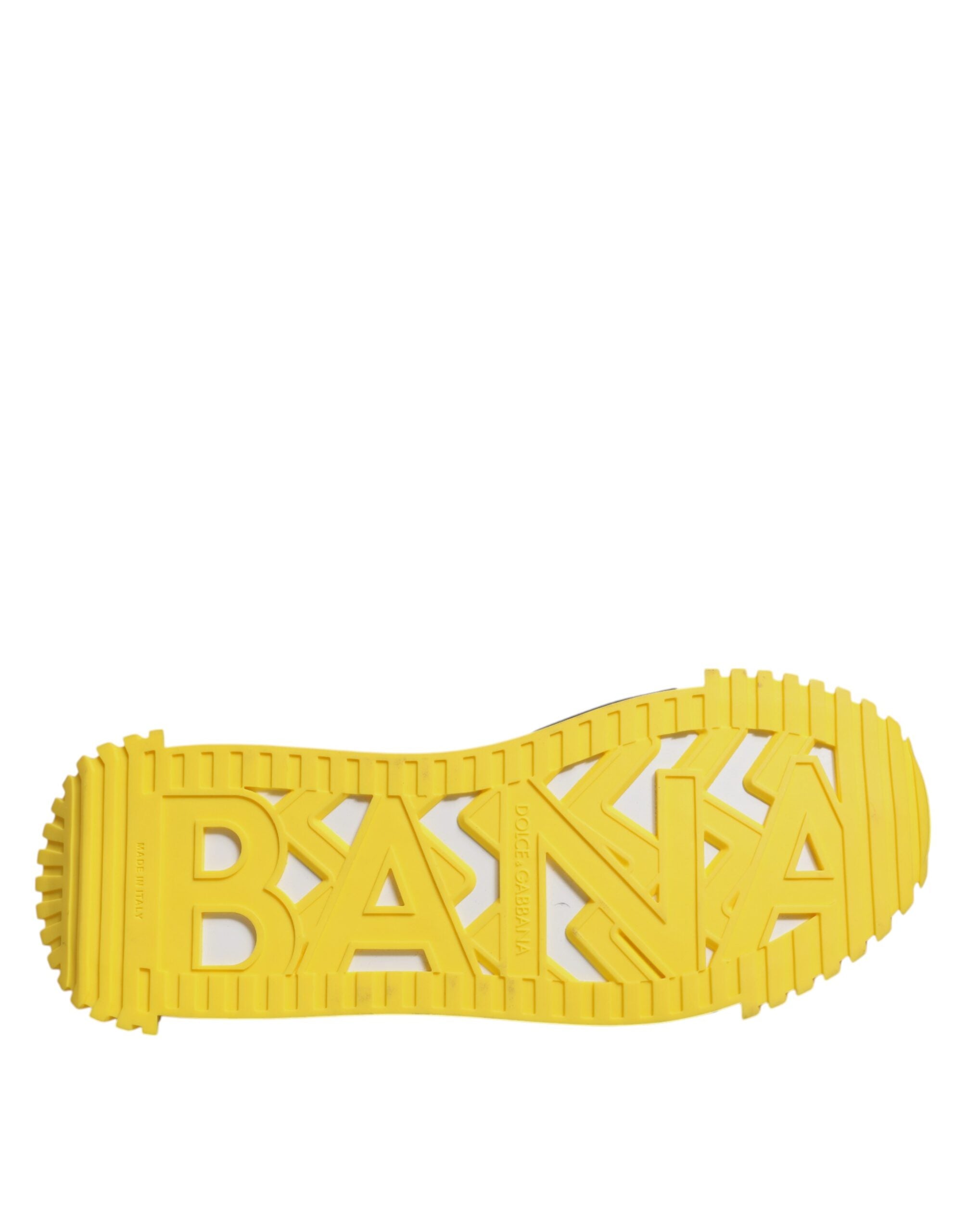 Chaussures sneakers basses Dolce & Gabbana NS1 noires et jaunes avec design élégant et moderne, vues de face.