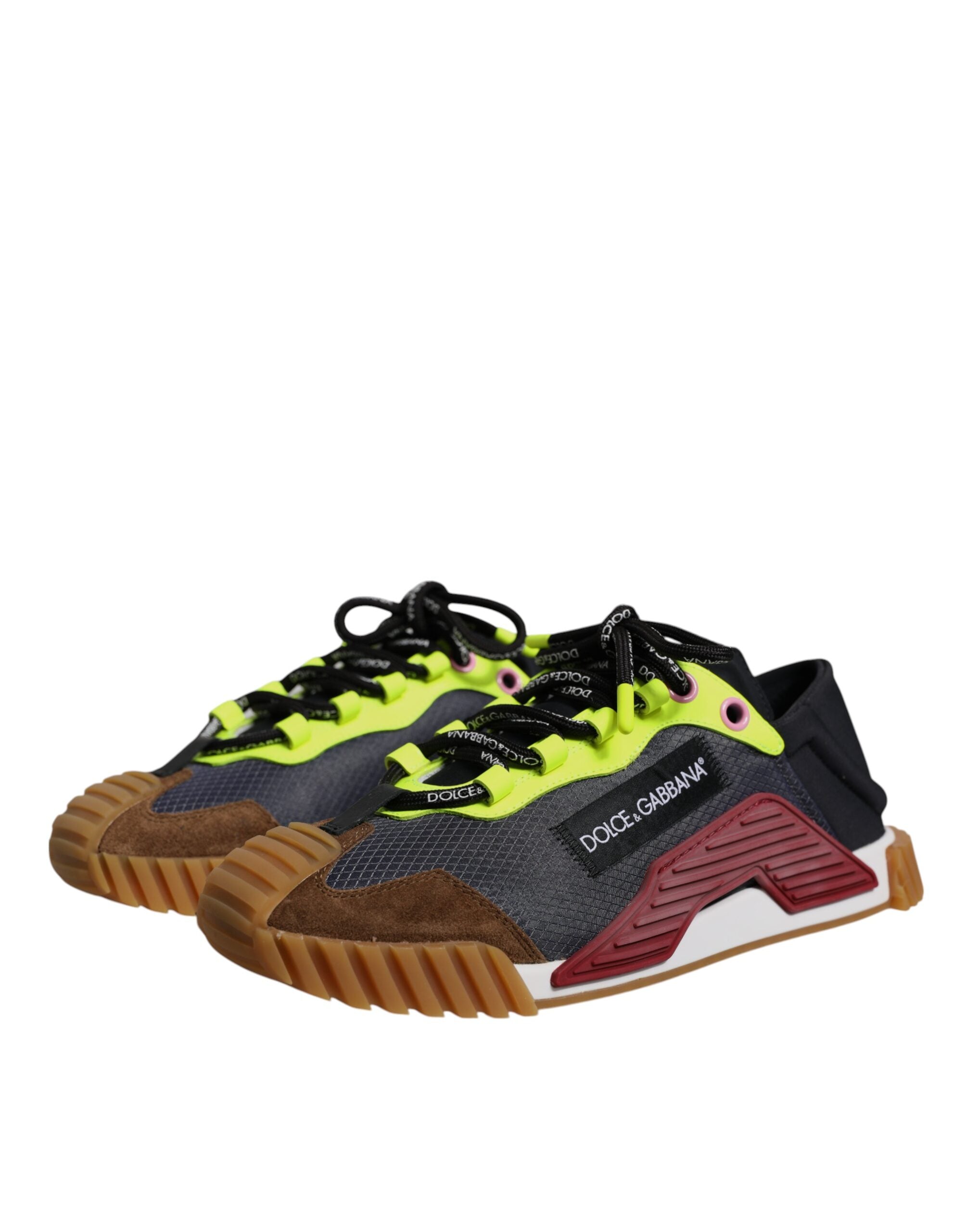 Chaussures sneakers basses en nylon multicolore Dolce & Gabbana NS1 avec design coloré et logo sur le côté.