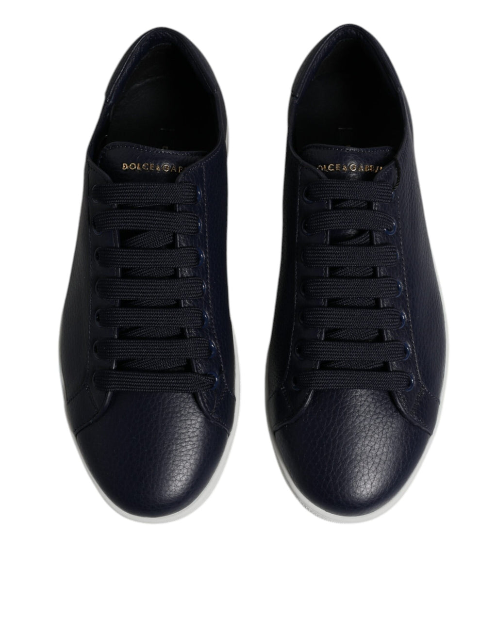 Chaussures sneakers basses bleues Dolce & Gabbana pour homme Saint Tropez, vue de face avec détails en cuir et design élégant.