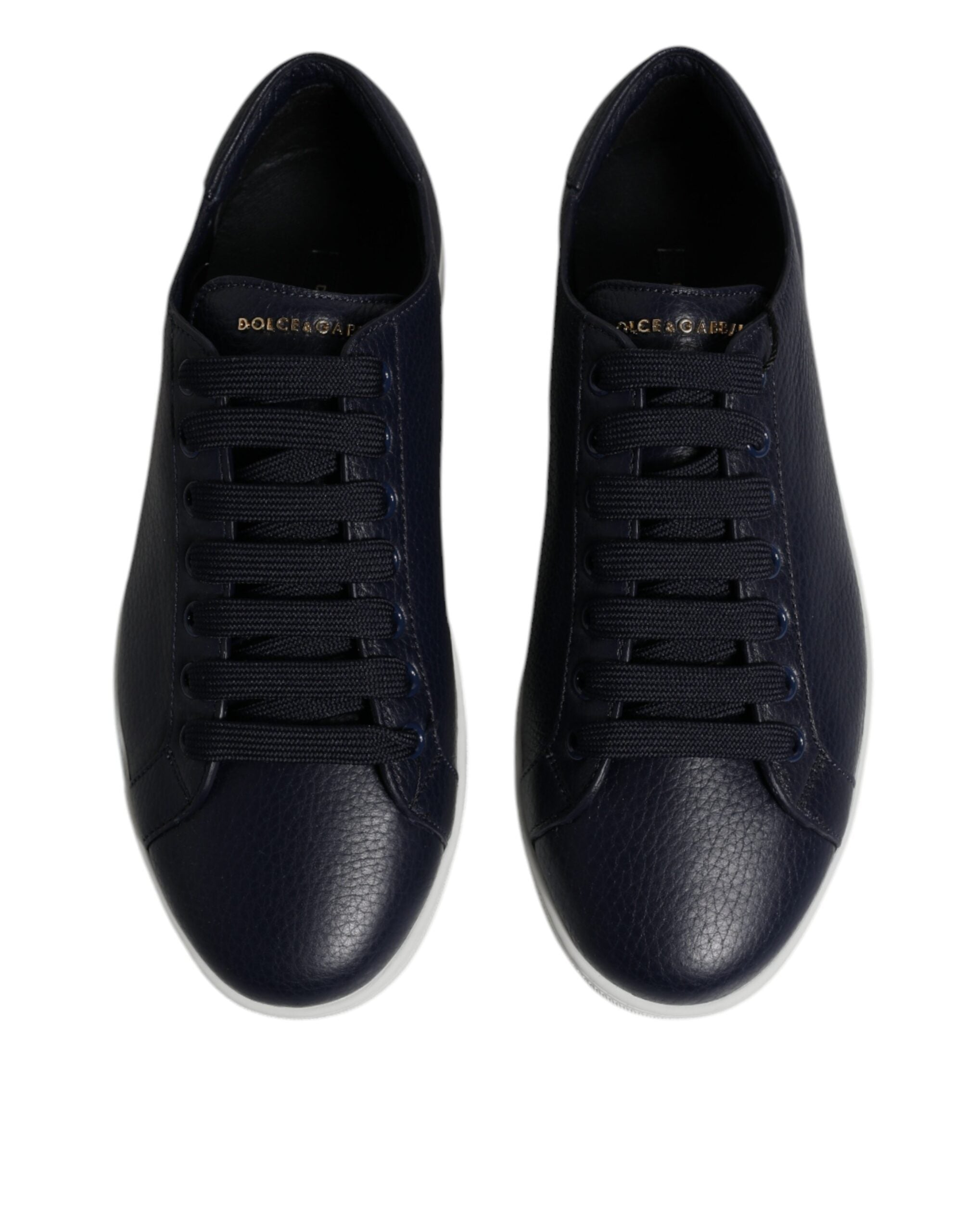 Chaussures sneakers basses bleues Dolce & Gabbana pour homme Saint Tropez, vue de face avec détails en cuir et design élégant.