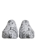 Chaussures Sneakers Dolce & Gabbana Daymaster blanches et noires avec motif graffiti, vue de face.